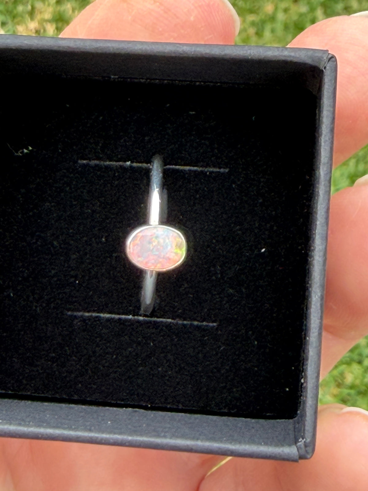 CRYSTAL OPAL RING STERLING SILVER Size N1/2