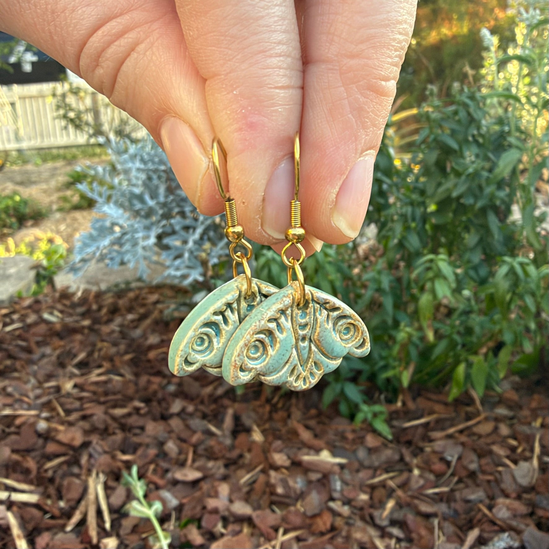 Earrings Bohemian Ceramic Moth Dangles