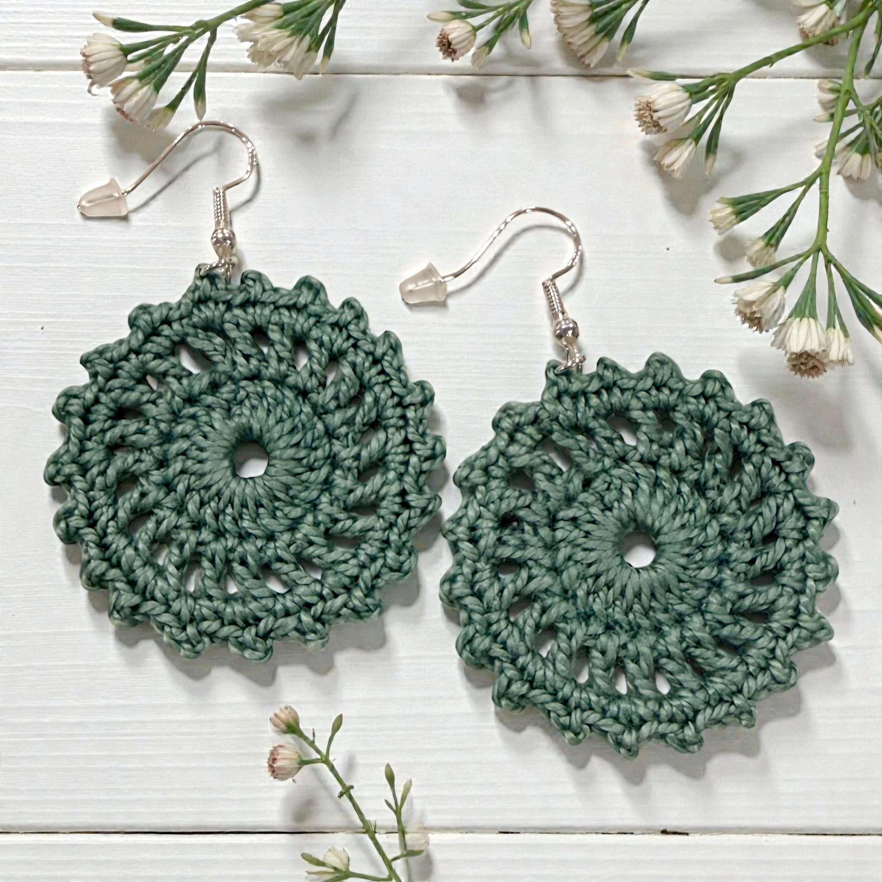 Crochet Earrings - Sunburst Collection: Sagebrush
