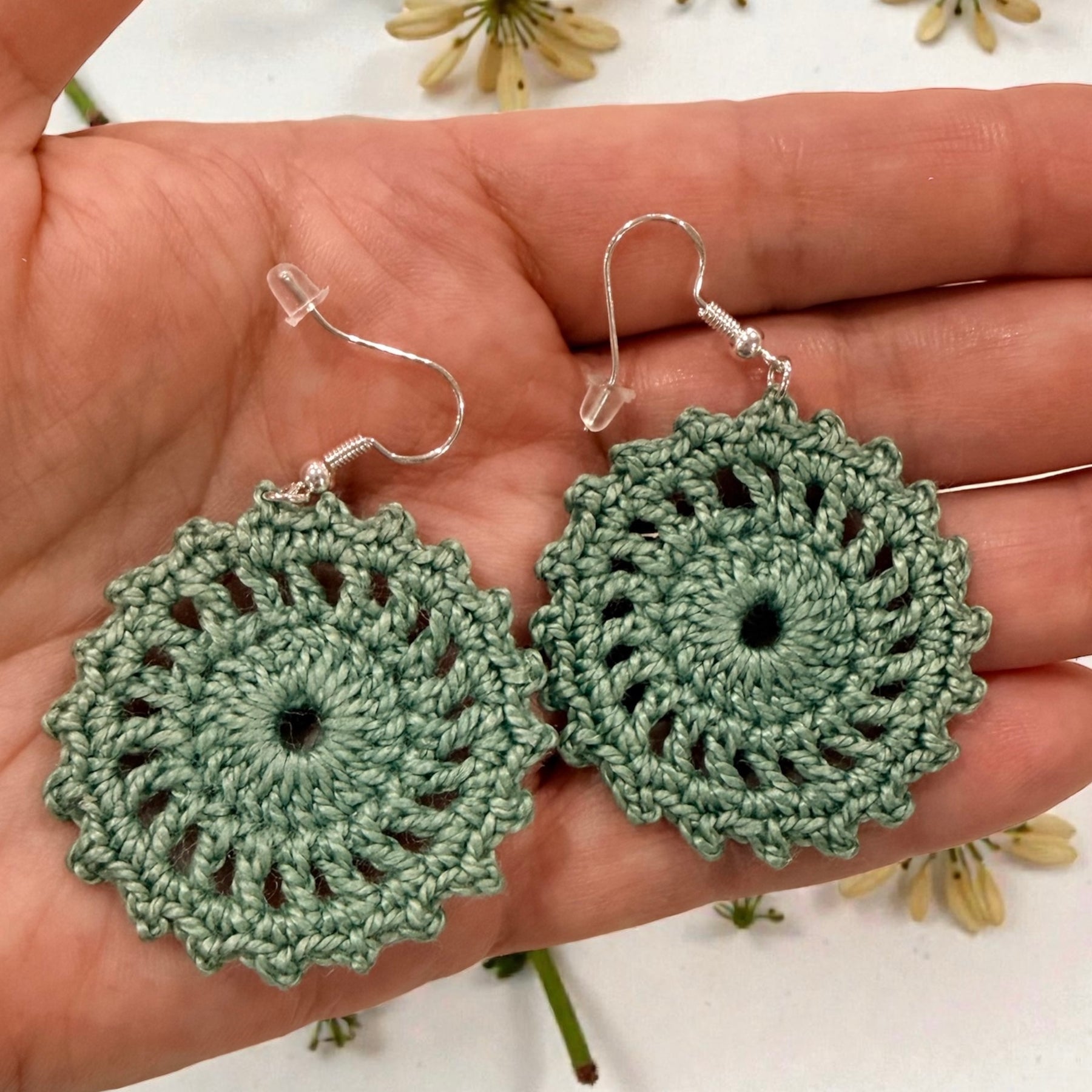 Crochet Earrings - Sunburst Collection: Sagebrush