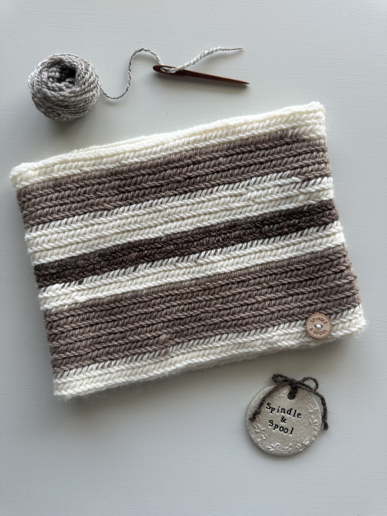 ‘Stripe’ Viking Nalbinding Wool Cowl or Neck Warmer