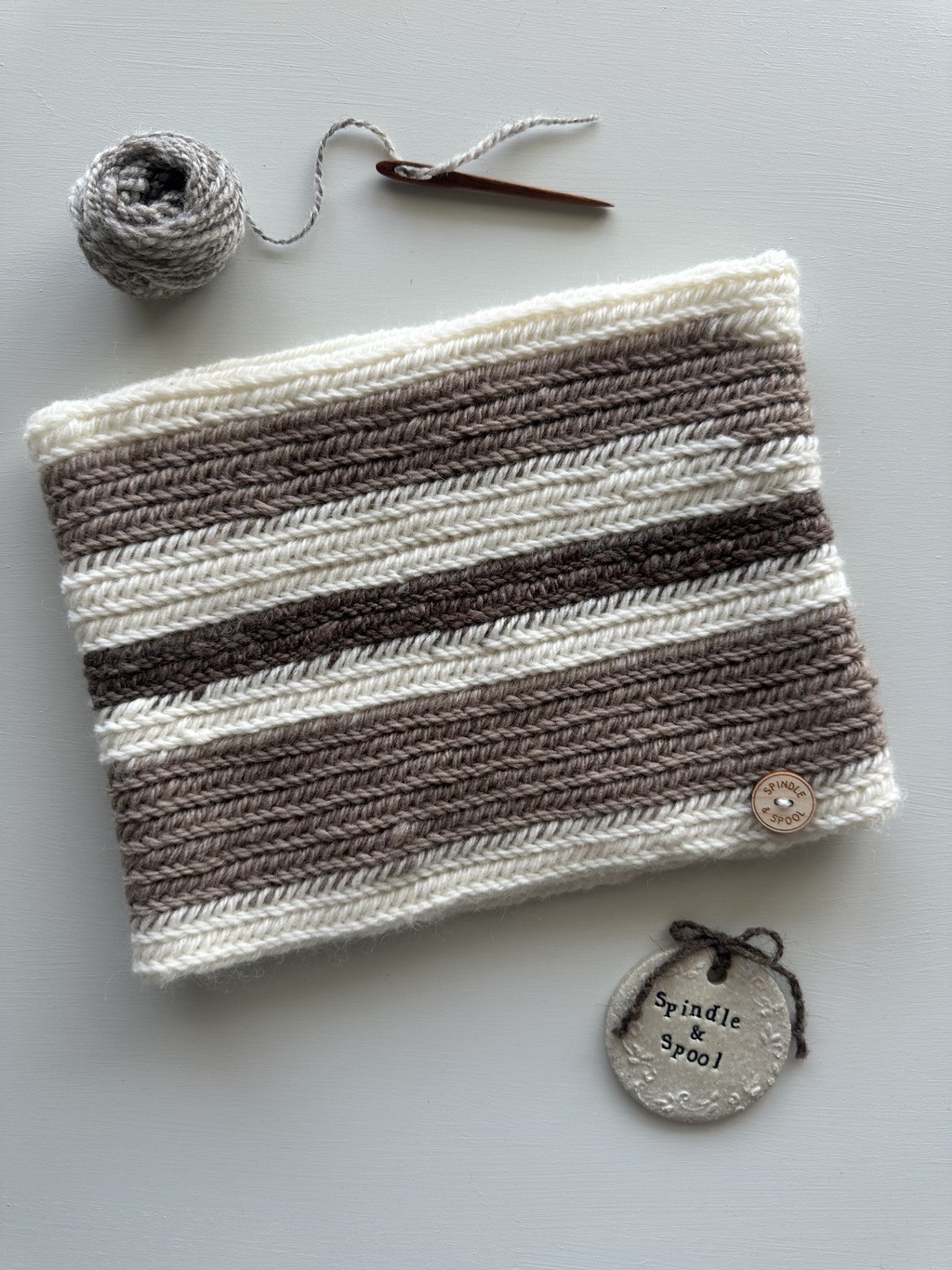 ‘Stripe’ Viking Nalbinding Wool Cowl or Neck Warmer