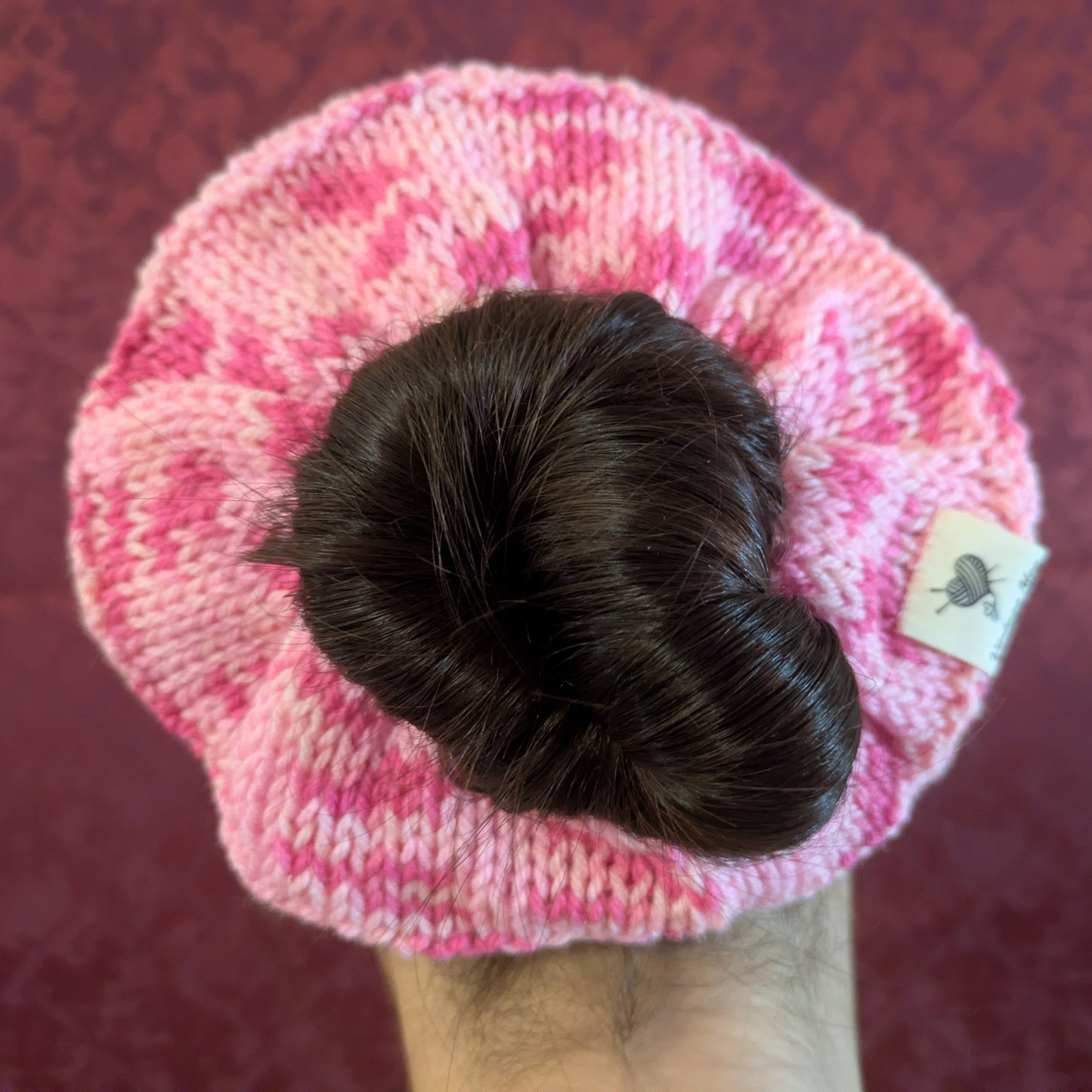 Retro 1980s Style Handknit Bun Topper Extra Large Hair Scrunchie