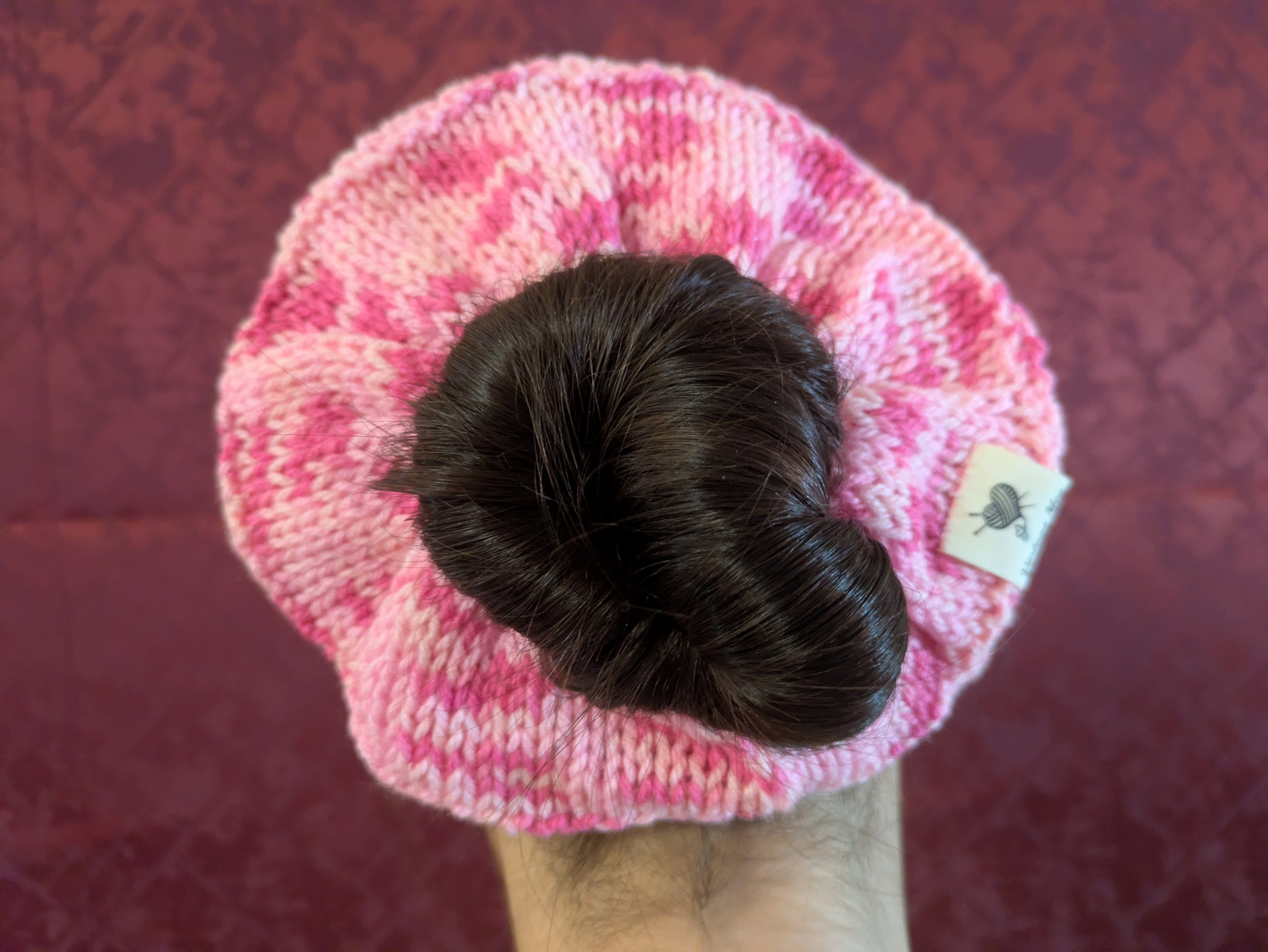 Retro 1980s Style Handknit Bun Topper Extra Large Hair Scrunchie