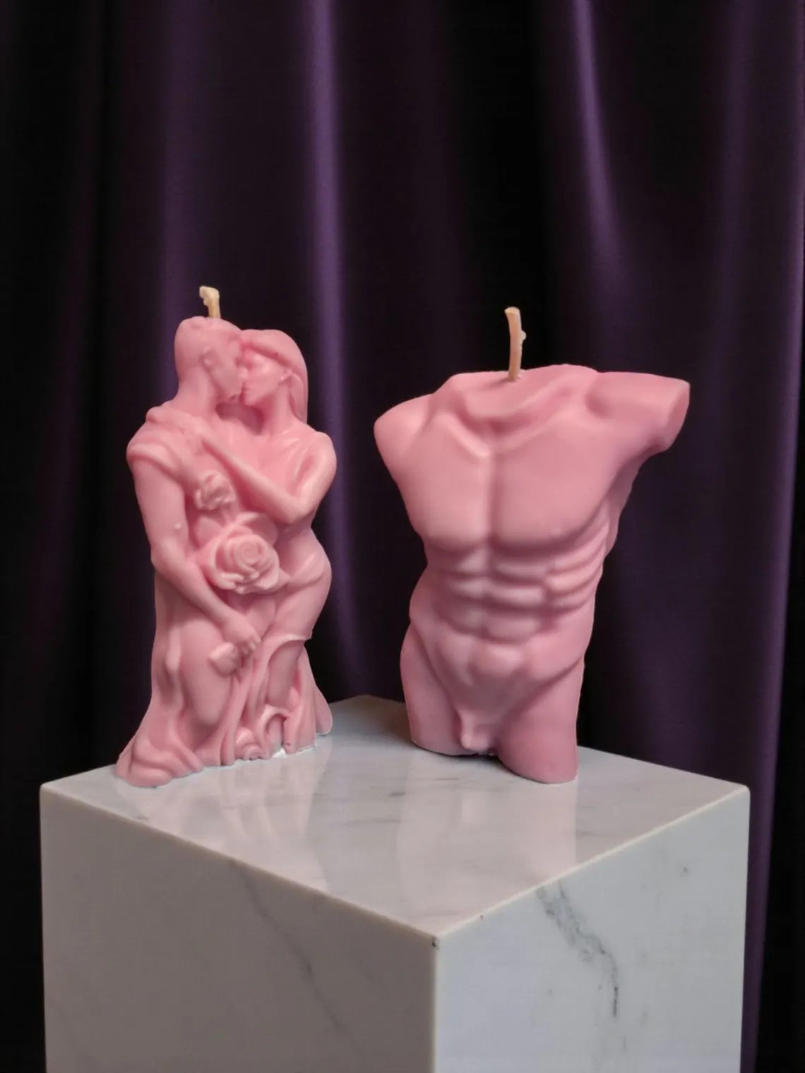 Hand Poured Lovers Candle | Patchouli, Musk & Sandalwood | Hot Pink Pillar 11cm x 7cm