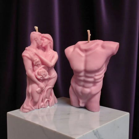 Hand Poured Lovers Candle | Patchouli, Musk & Sandalwood | Hot Pink Pillar 11cm x 7cm