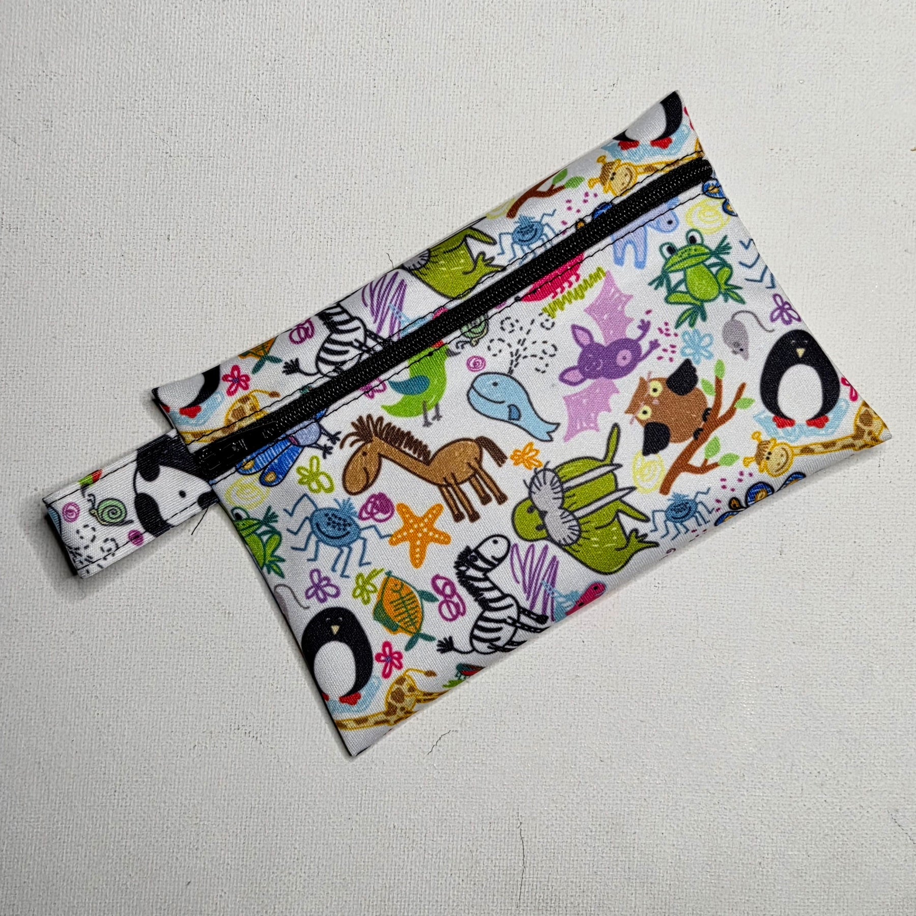 Mini Wet Bag, Colourful Drawing fabric, 15cms x 10cms