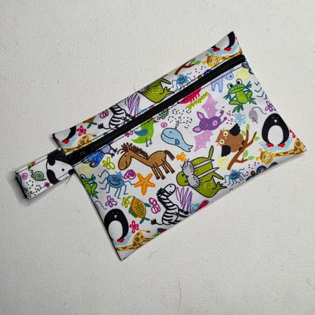 Mini Wet Bag, Colourful Drawing fabric, 15cms x 10cms