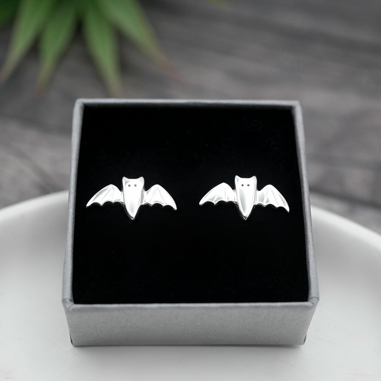 Bat Studs - Handmade Sterling Silver Halloween Stud Earrings