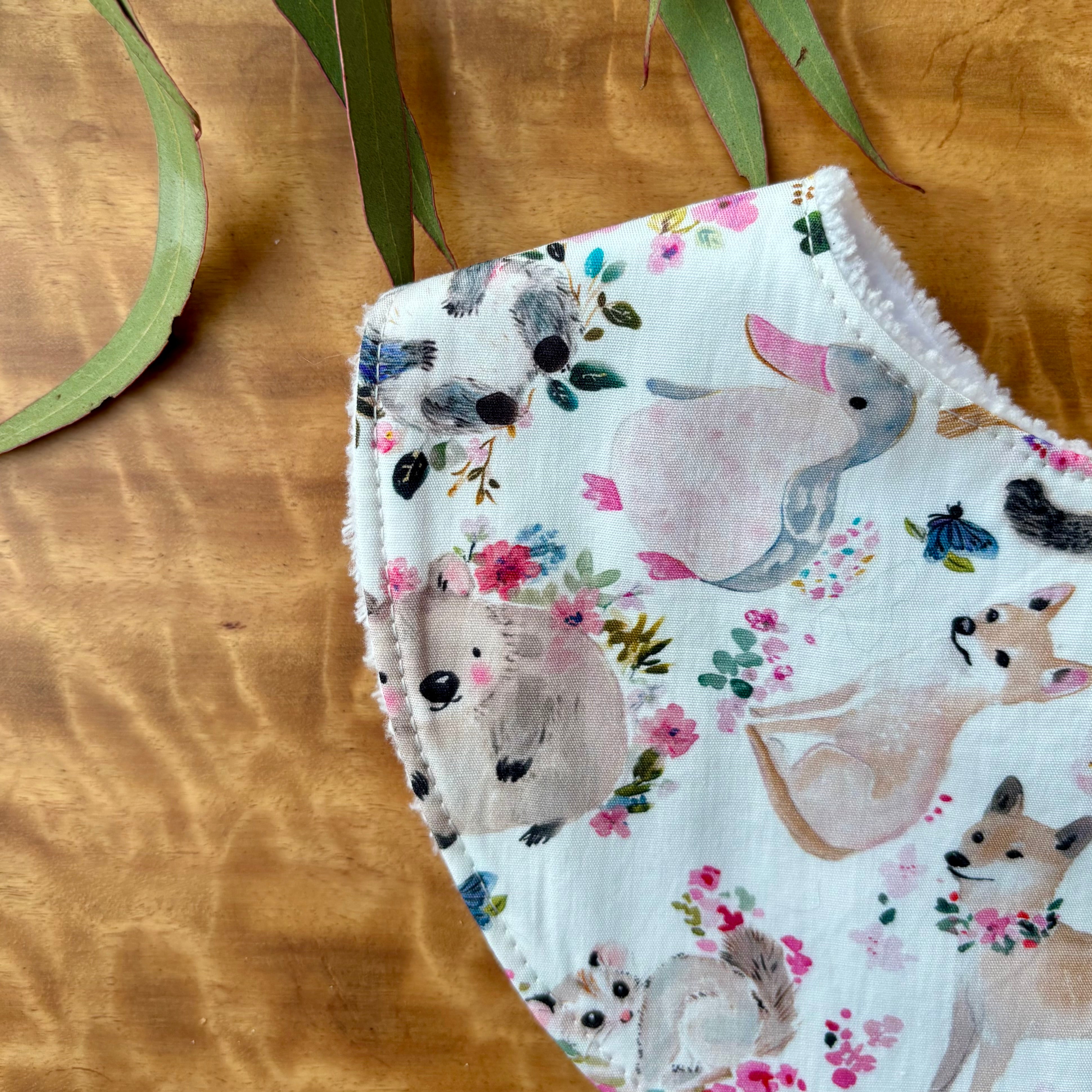 Baby Bib and Burp Cloth Set | Floral Friends | Ready to Ship