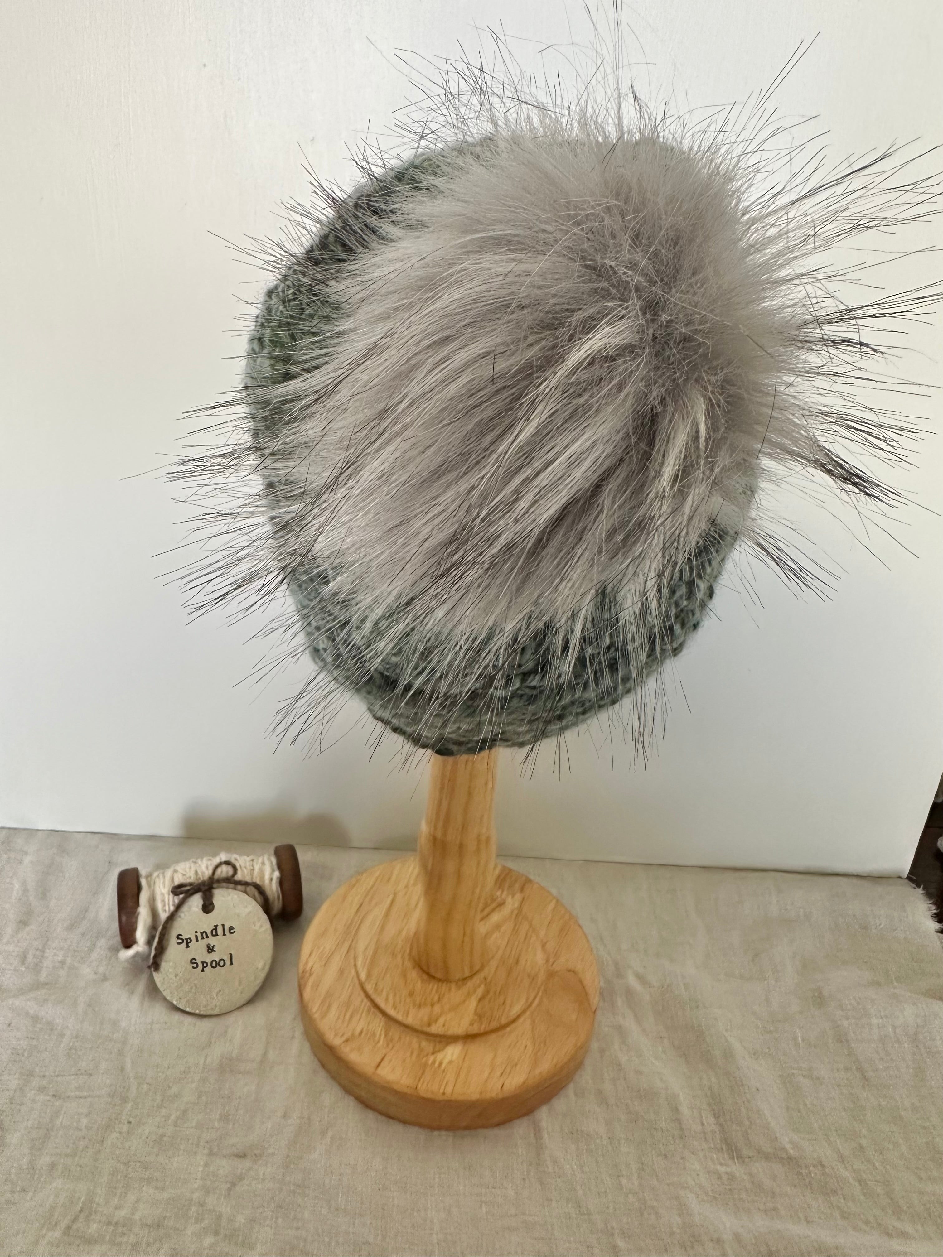 Handspun Merino Wool 'Moss' Beanie
