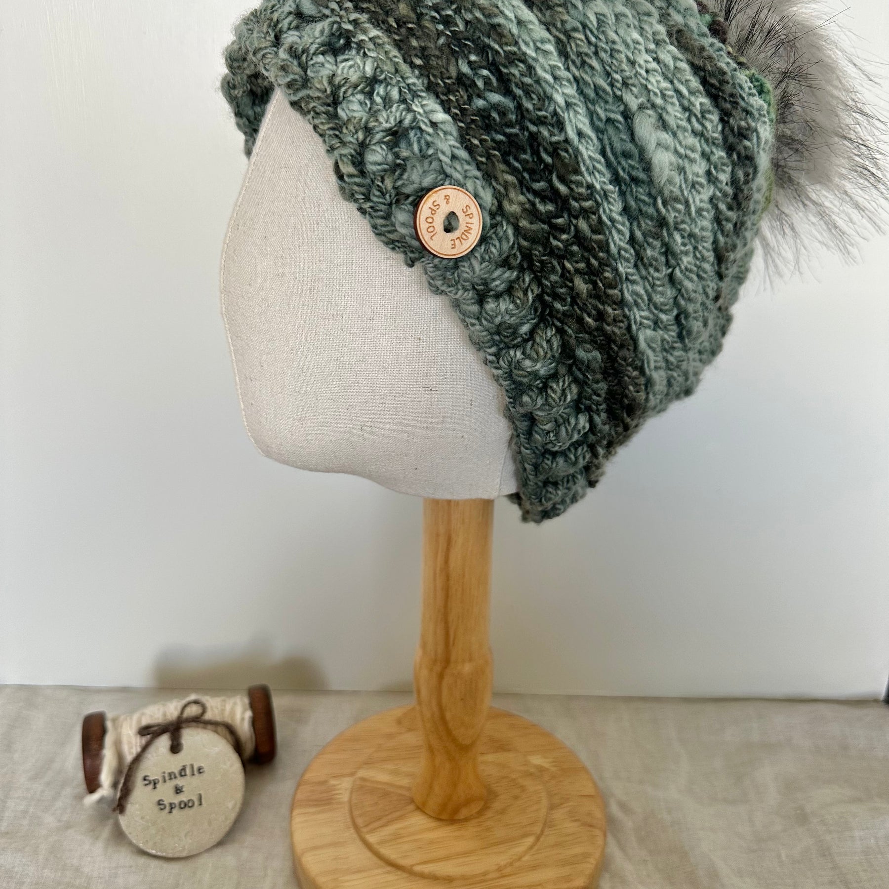 Handspun Merino Wool 'Moss' Beanie