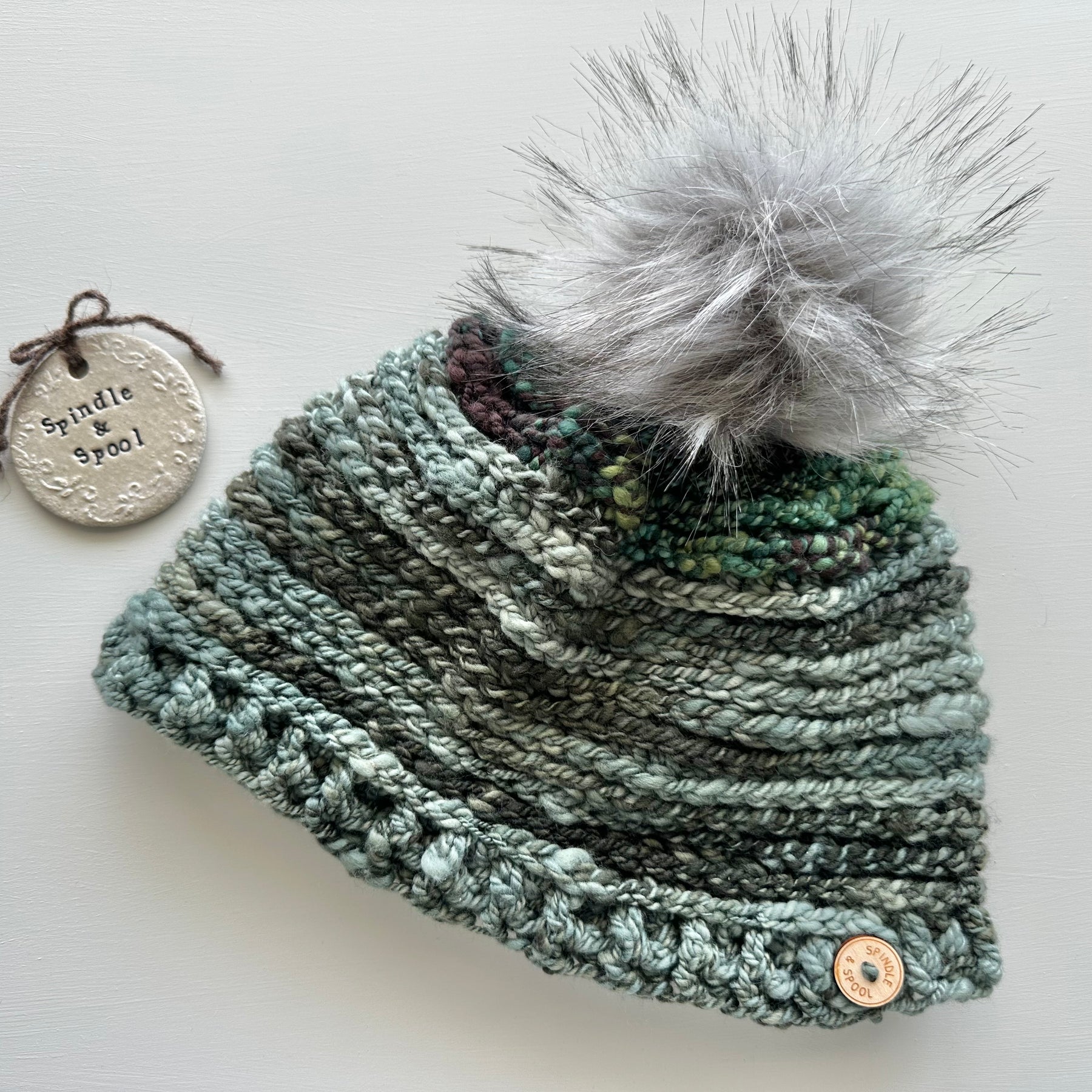 Handspun Merino Wool 'Moss' Beanie