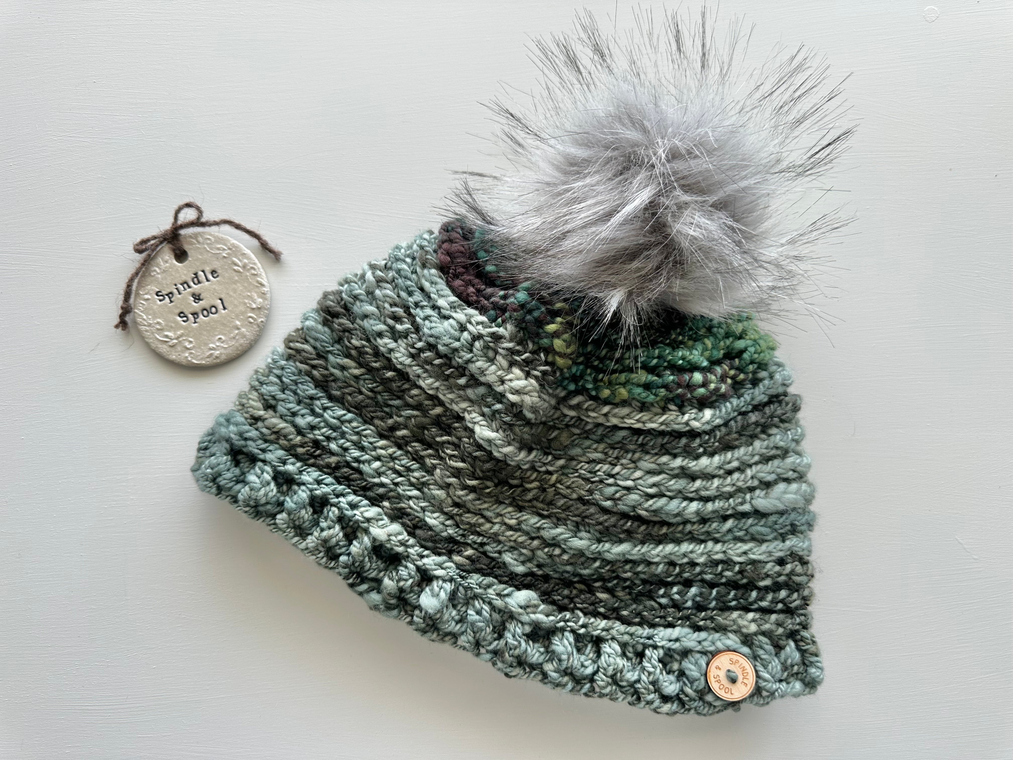 Handspun Merino Wool 'Moss' Beanie