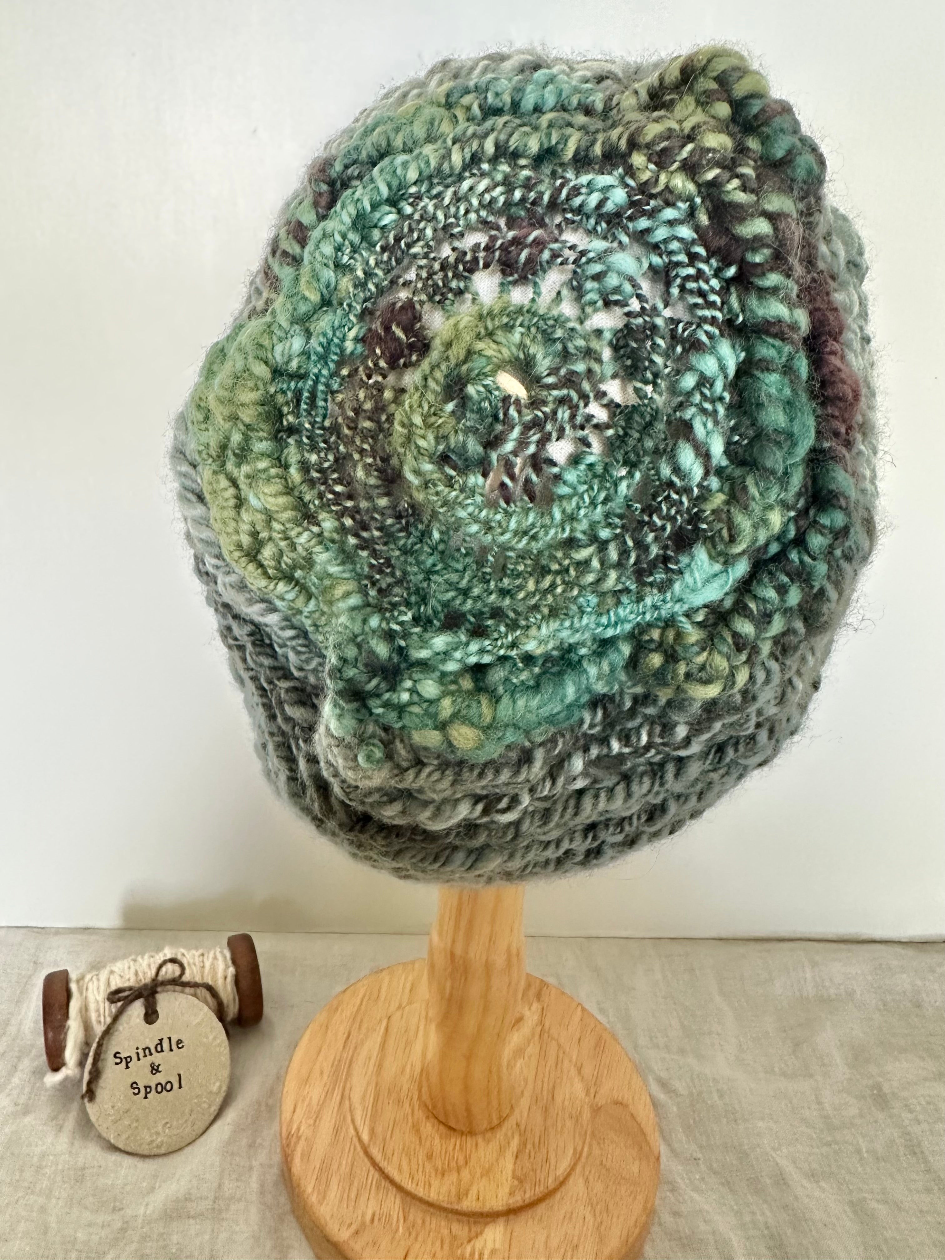 Handspun Merino Wool 'Moss' Beanie