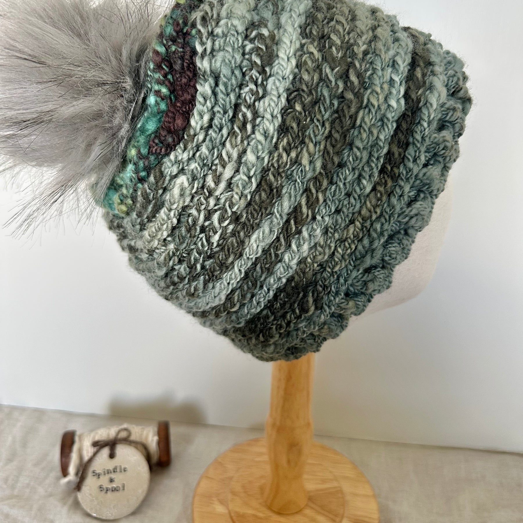 Handspun Merino Wool 'Moss' Beanie