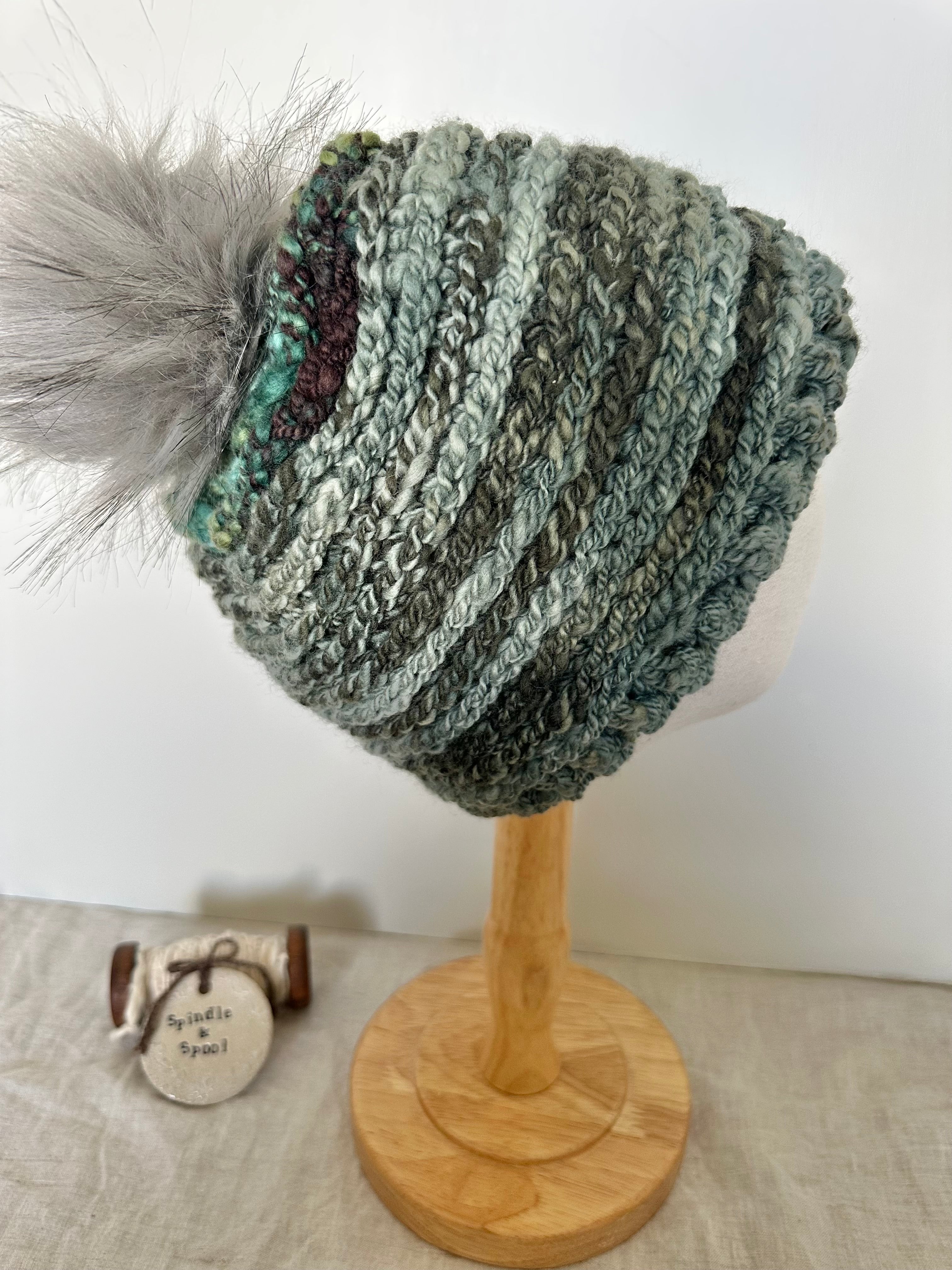 Handspun Merino Wool 'Moss' Beanie
