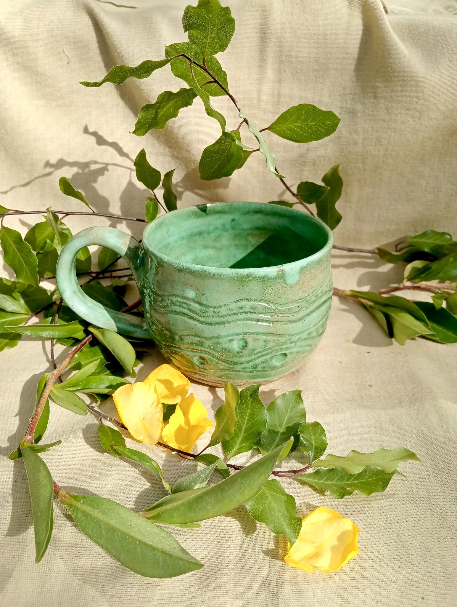 Light jade green hand made mug