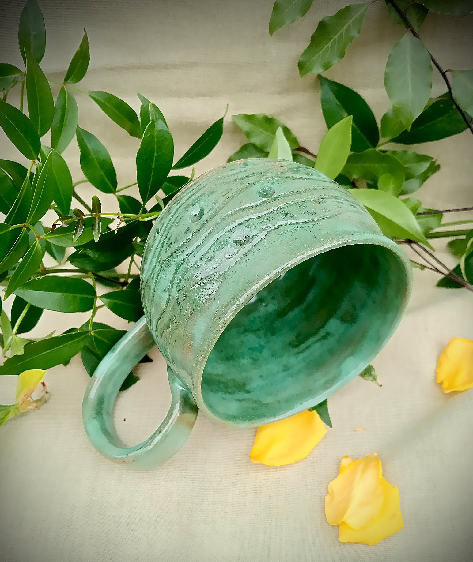 Light jade green hand made mug