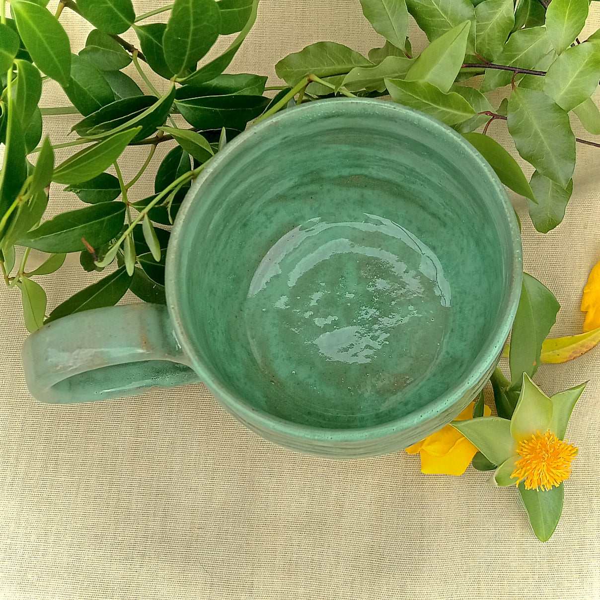 Light jade green hand made mug