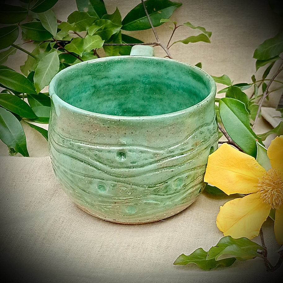 Light jade green hand made mug