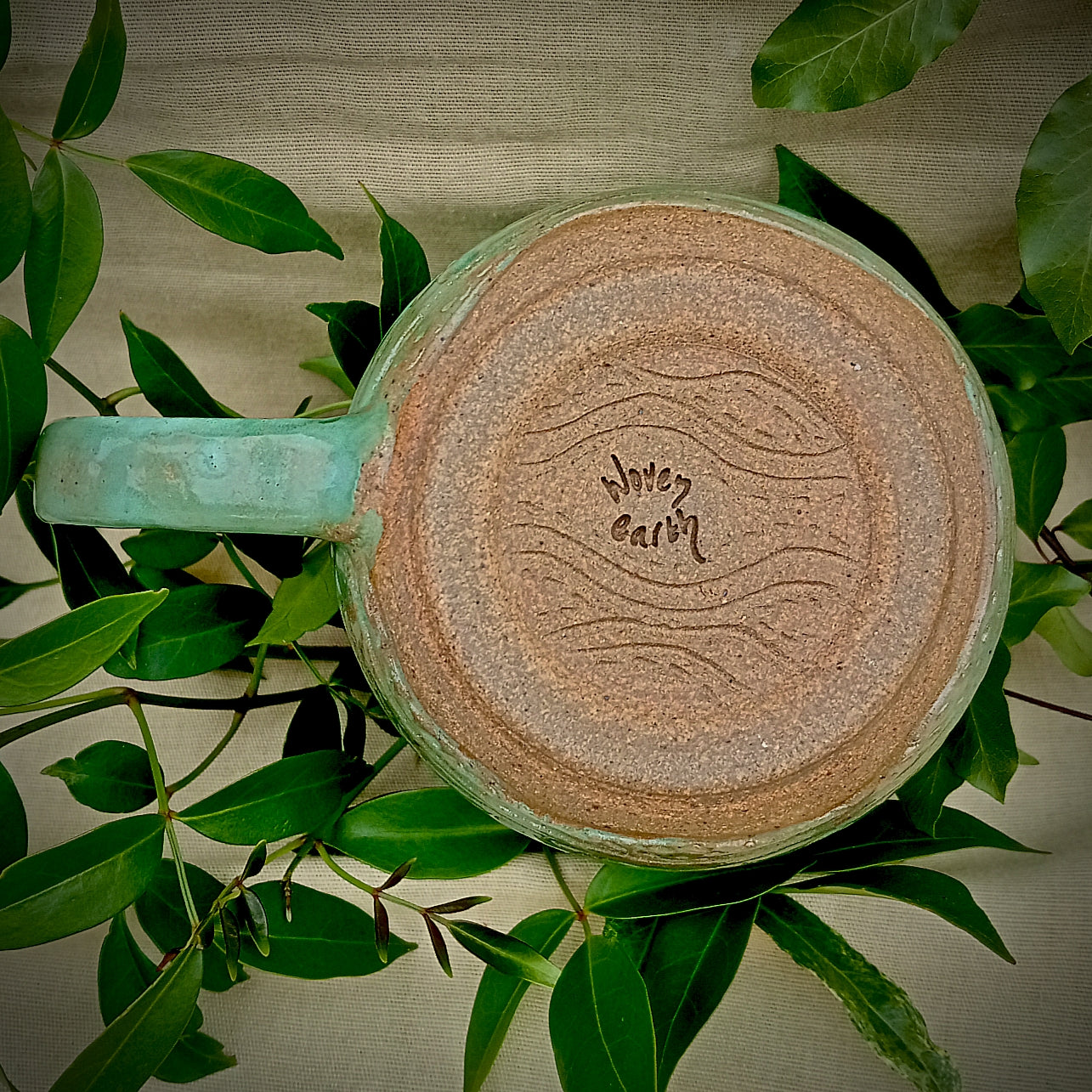 Light jade green hand made mug