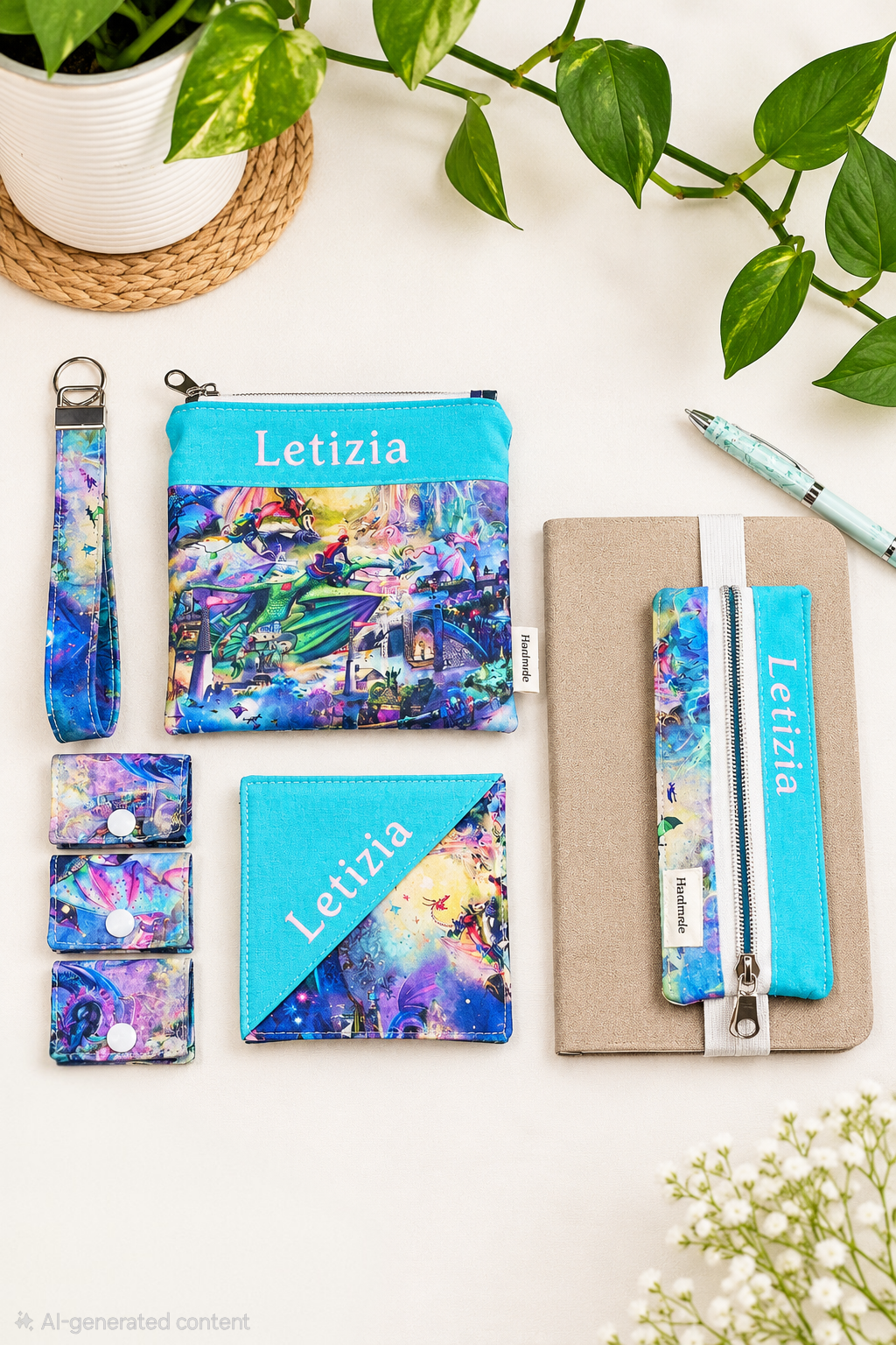 Personalized Stationery Gift Set featuring Enchanted Dragons and Mystical Crratures, Gift Idea