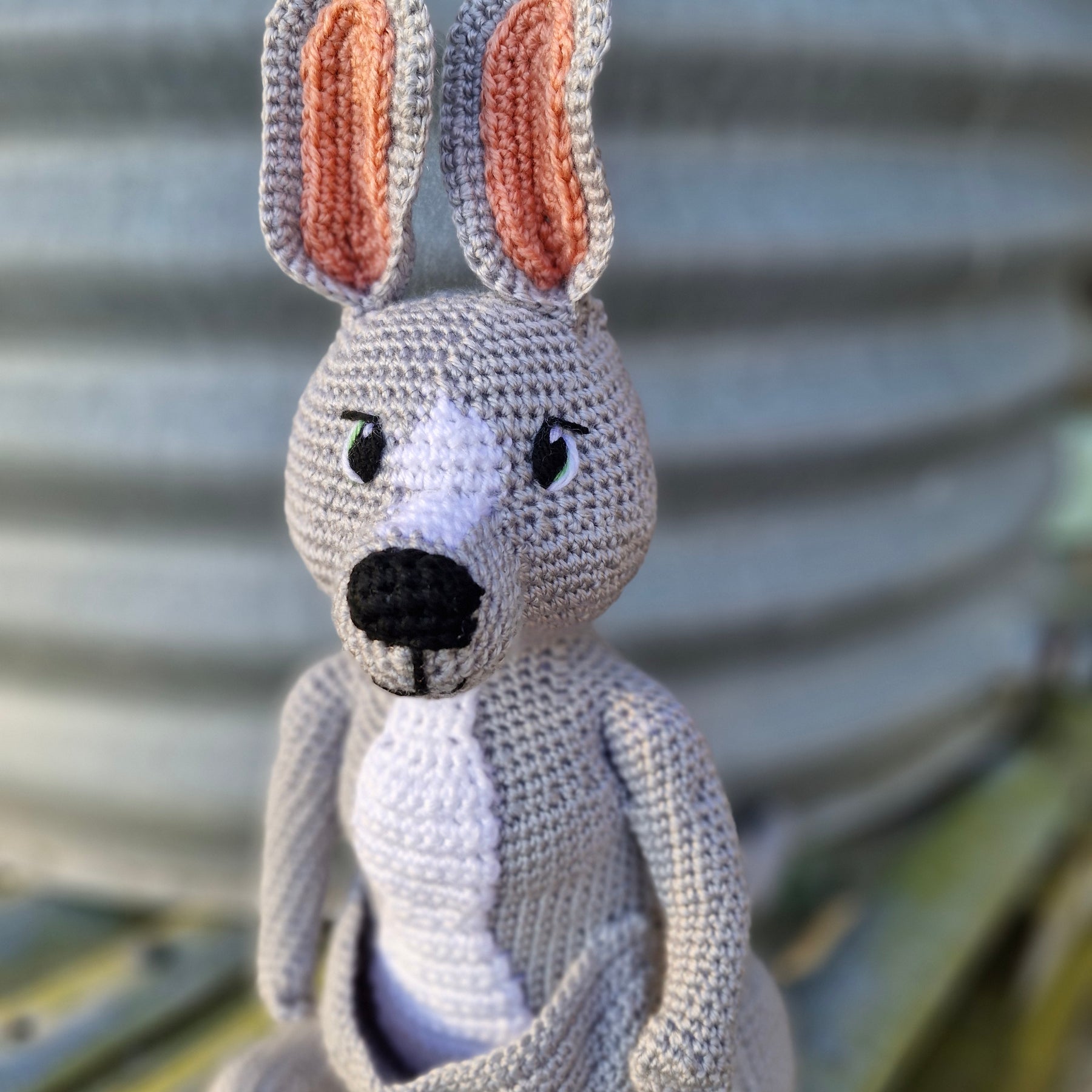 Handmade Crochet Sweet Grey Kangaroo – Made to Order