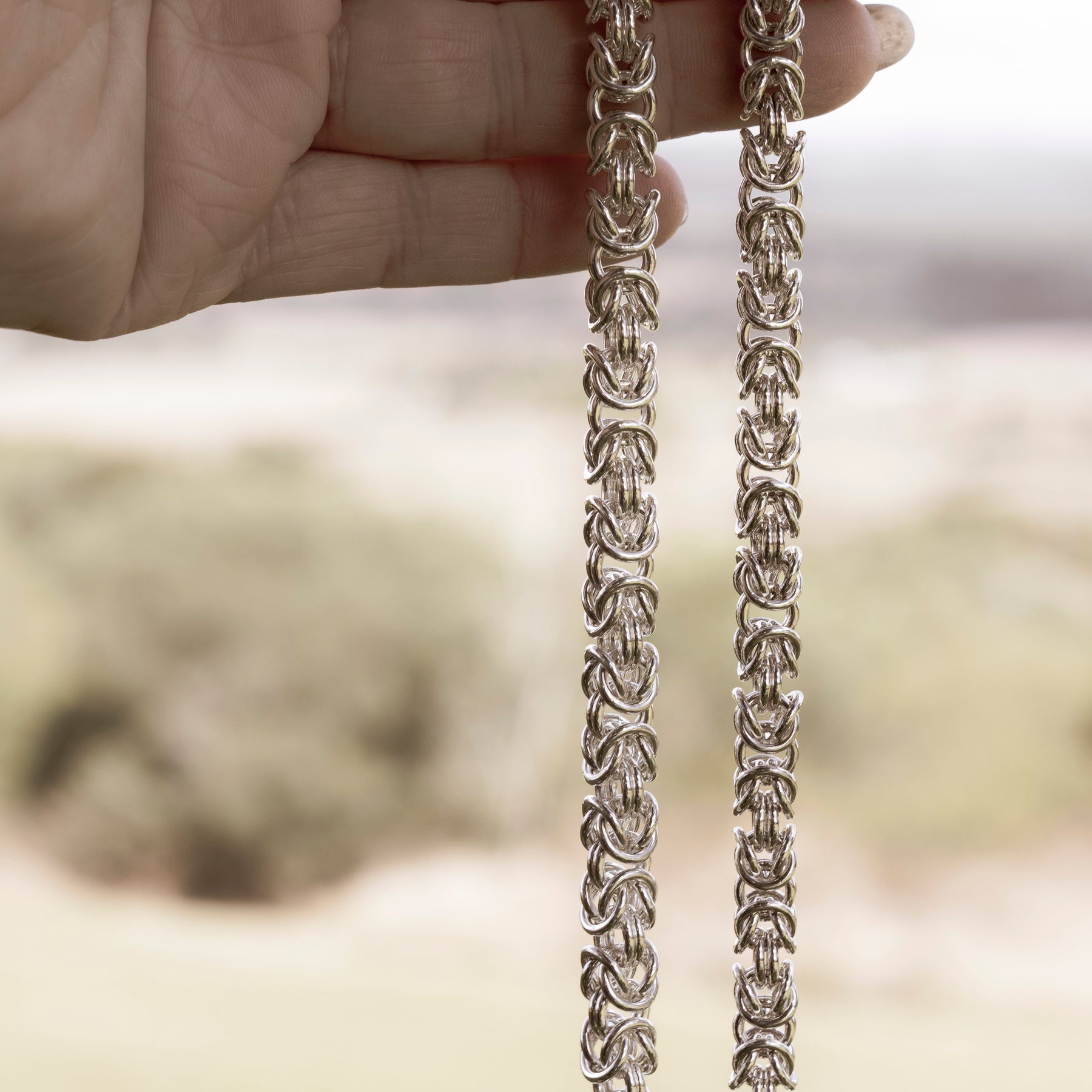 Sterling Silver Byzantine Bracelet 18cm