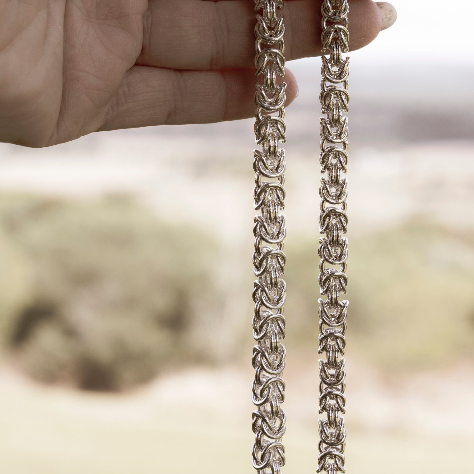 Sterling Silver Byzantine Bracelet 19cm