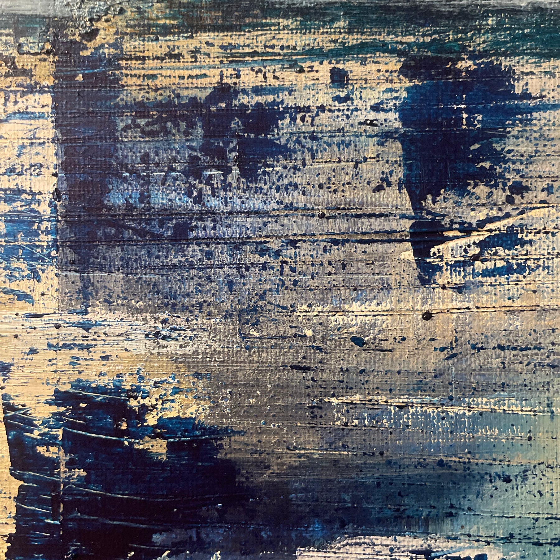 Closer to Fine - Large Textured Acrylic on Canvas with Indigo and Coffee Grinds