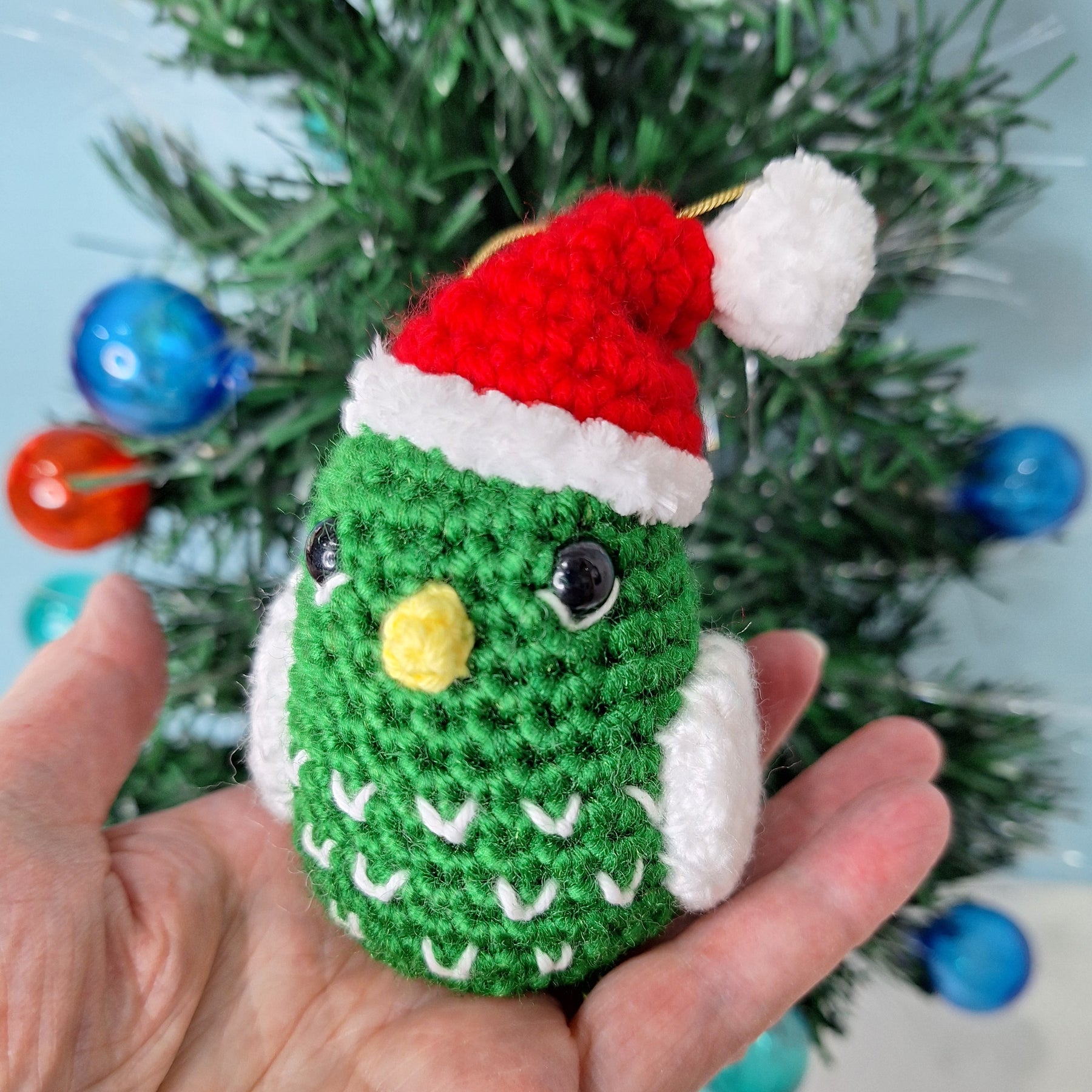 Crocheted Christmas Bird - Handmade Christmas Ornament