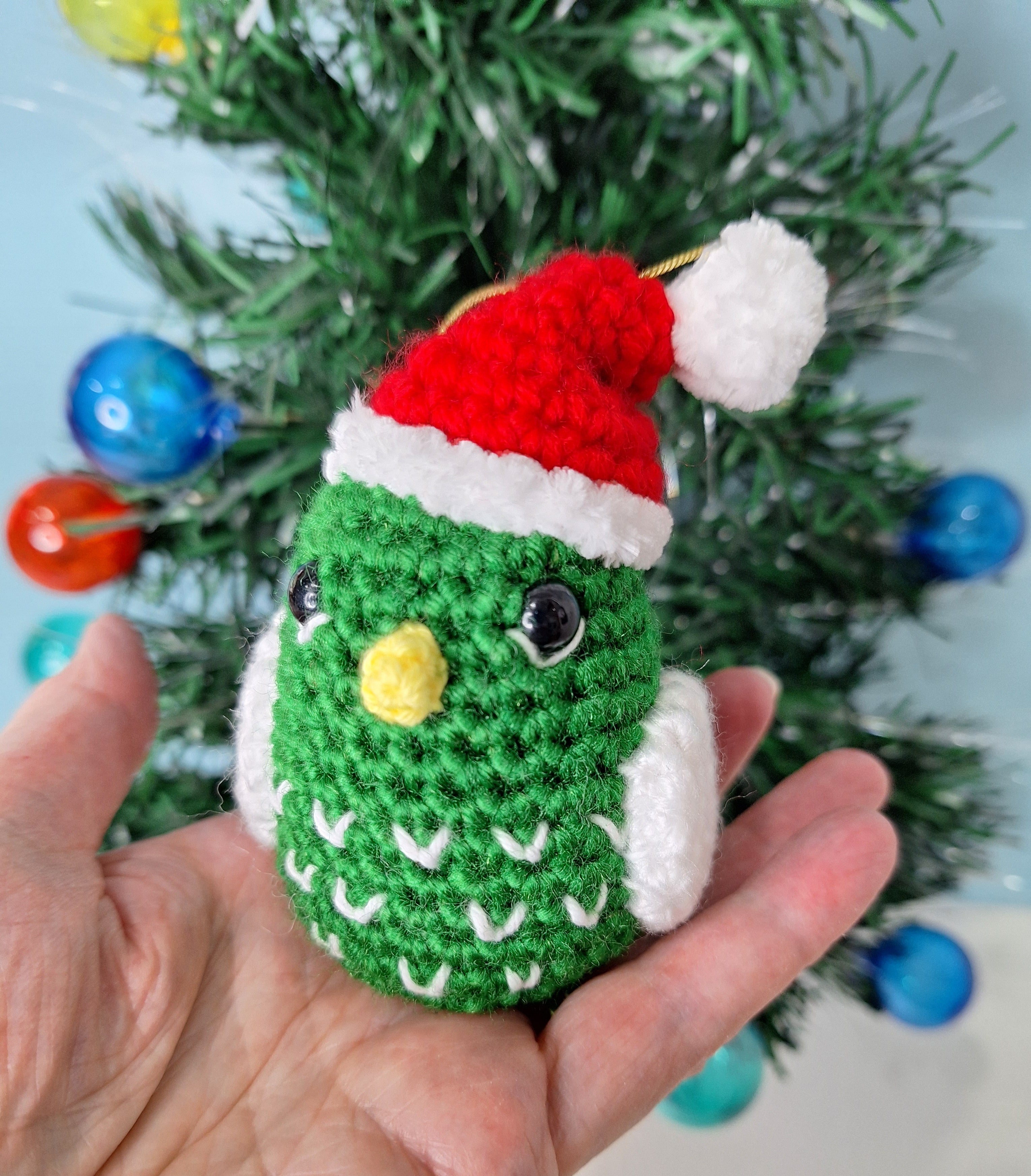 Crocheted Christmas Bird - Handmade Christmas Ornament