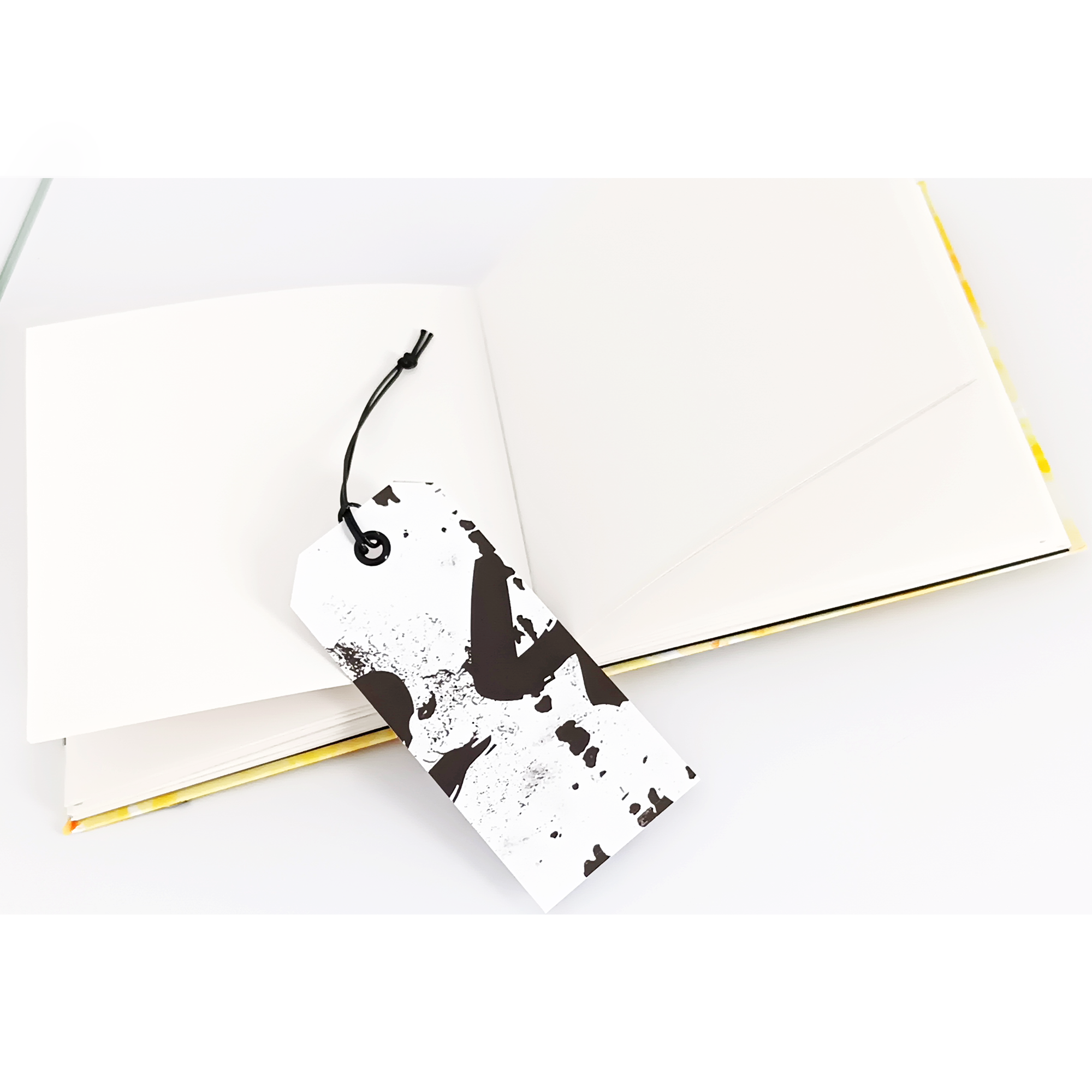 Yellow and black lay flat grunge design journal