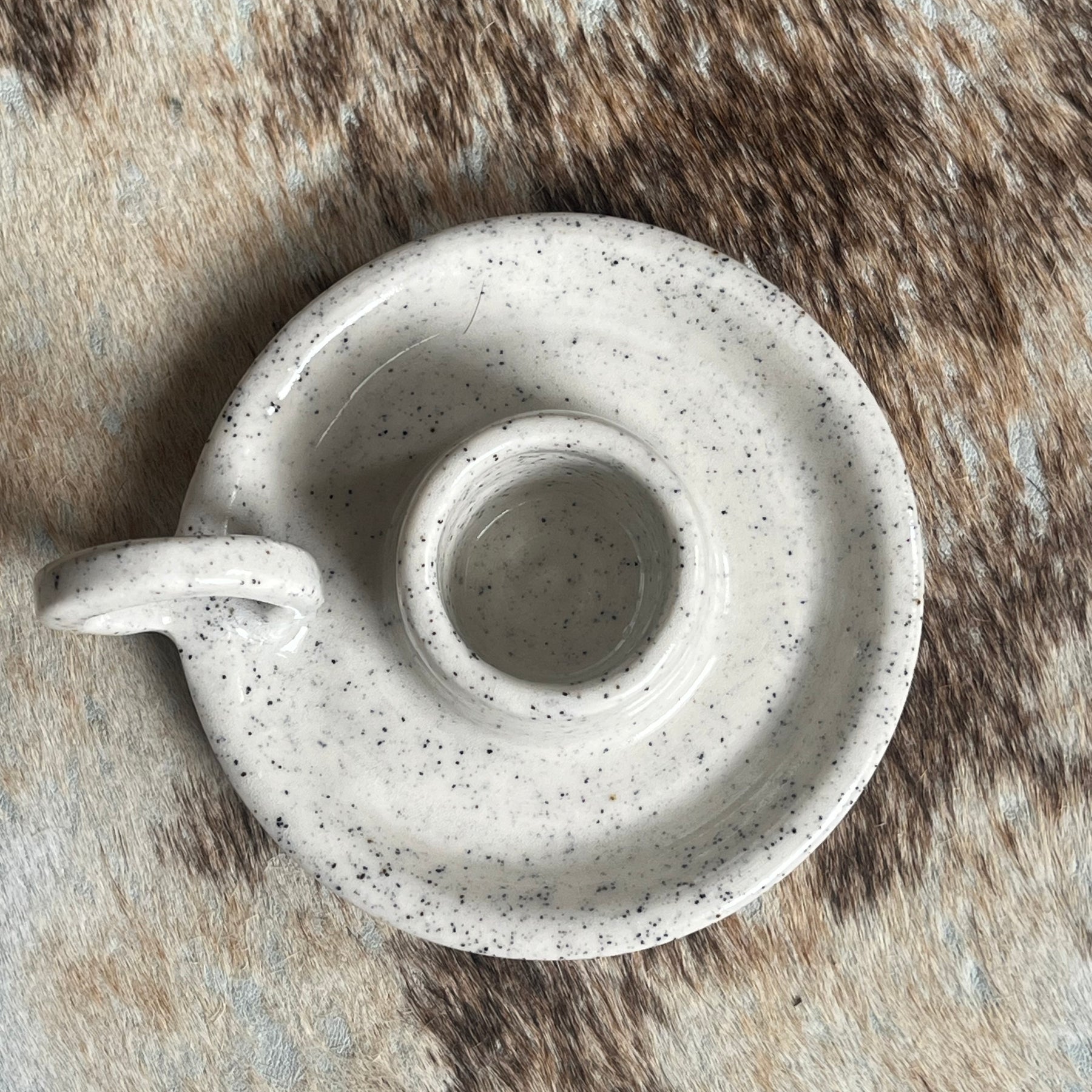 Petite Ceramic Candlestick Holders with beeswax candles