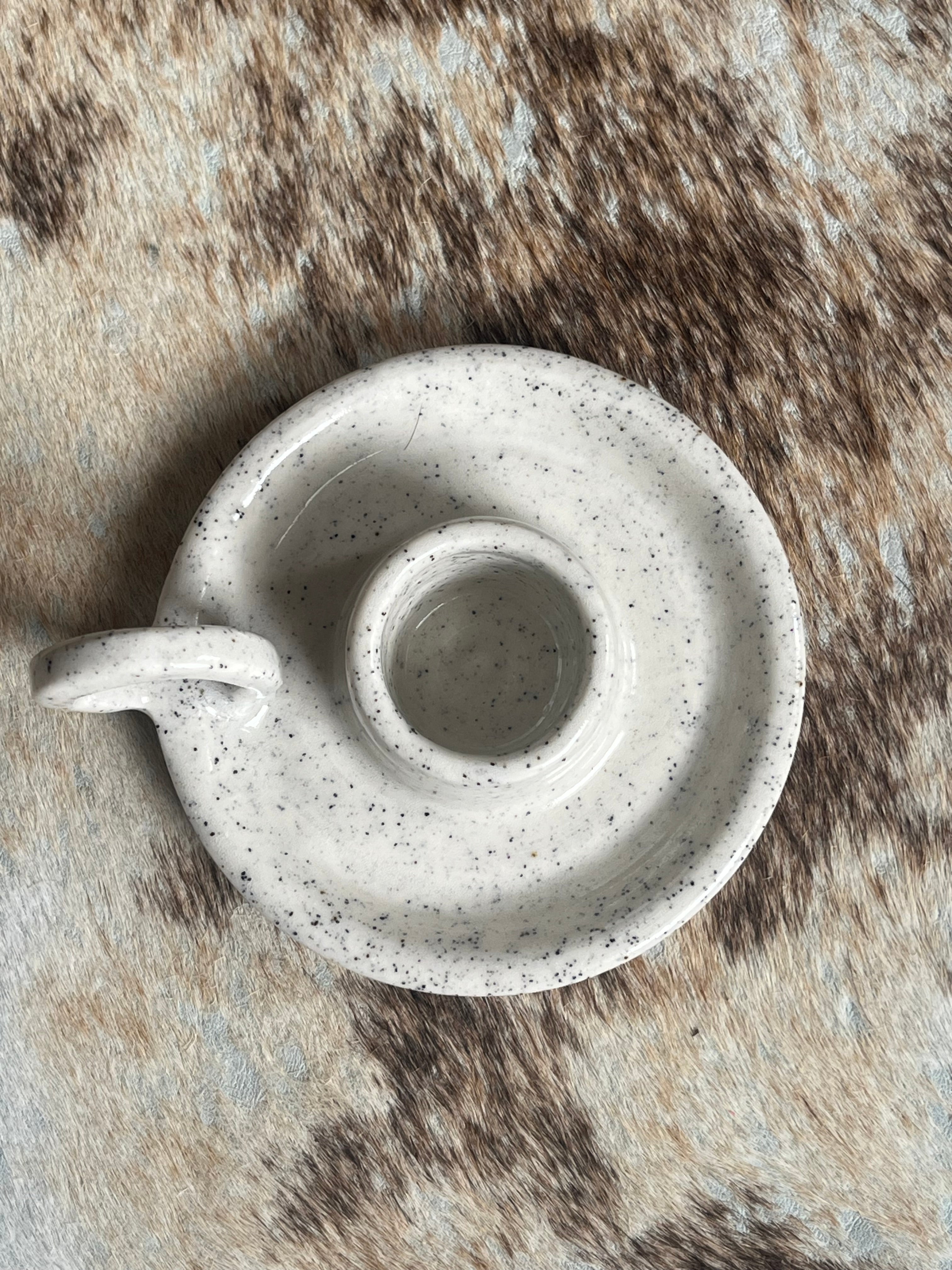 Petite Ceramic Candlestick Holders with beeswax candles