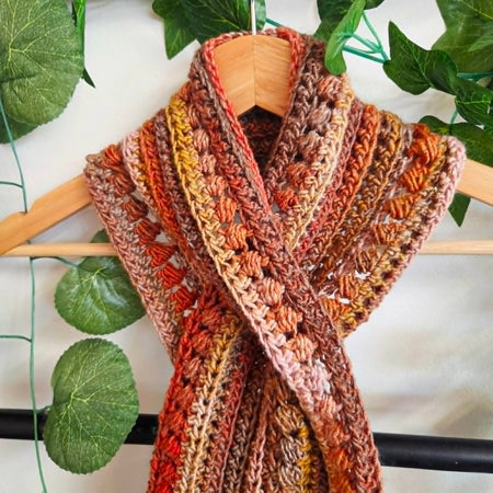 Crochet Keyhole Scarf | Handmade Adult Neckwarmer | Autumn Tones