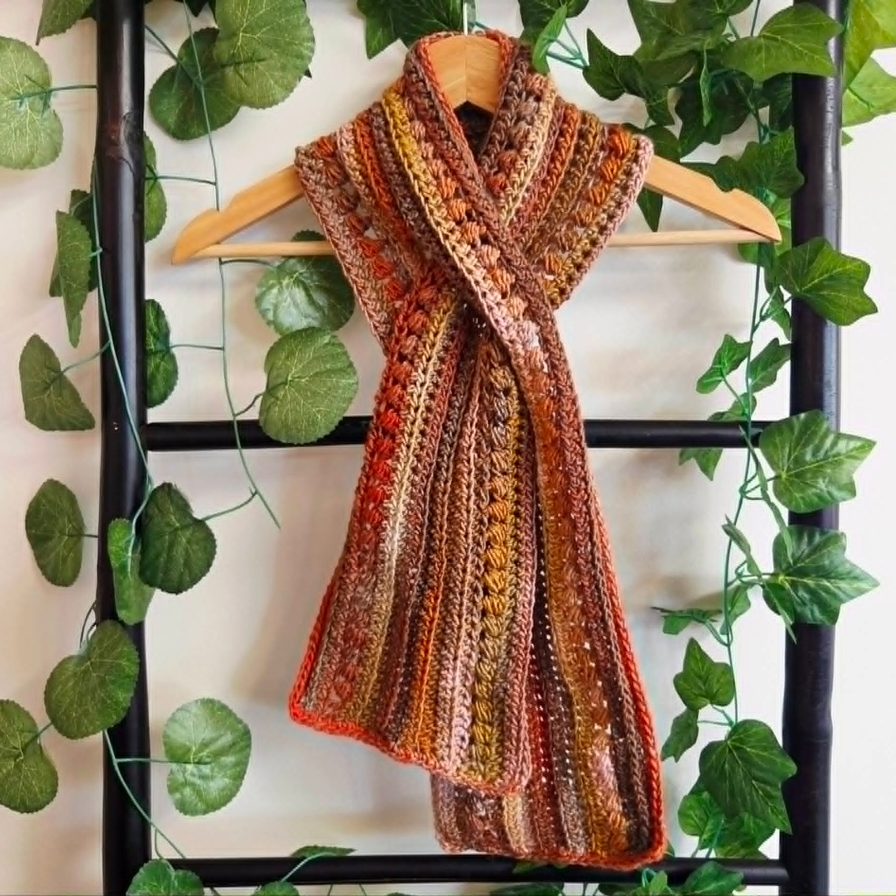 Crochet Keyhole Scarf | Handmade Adult Neckwarmer | Autumn Tones