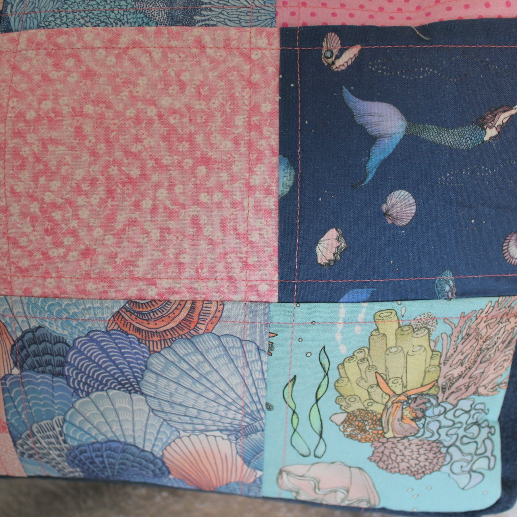 'UNDER THE SEA´ TOTE BAG - FLAT HANDLES - DARK DENIM