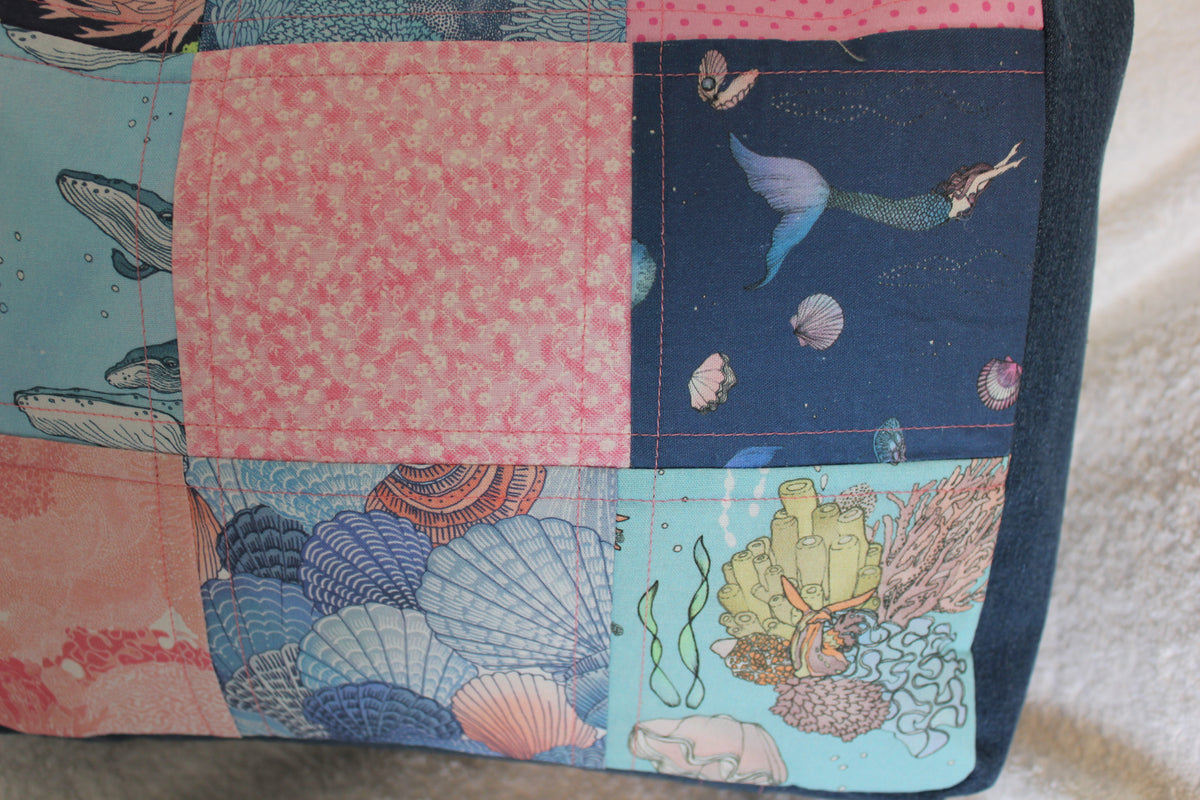'UNDER THE SEA´ TOTE BAG - FLAT HANDLES - DARK DENIM