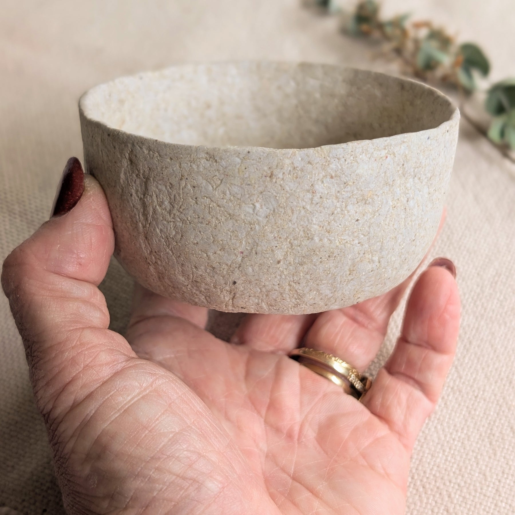 Handmade Paper Clay Eco-Friendly Trinket Bowls – Set of 2