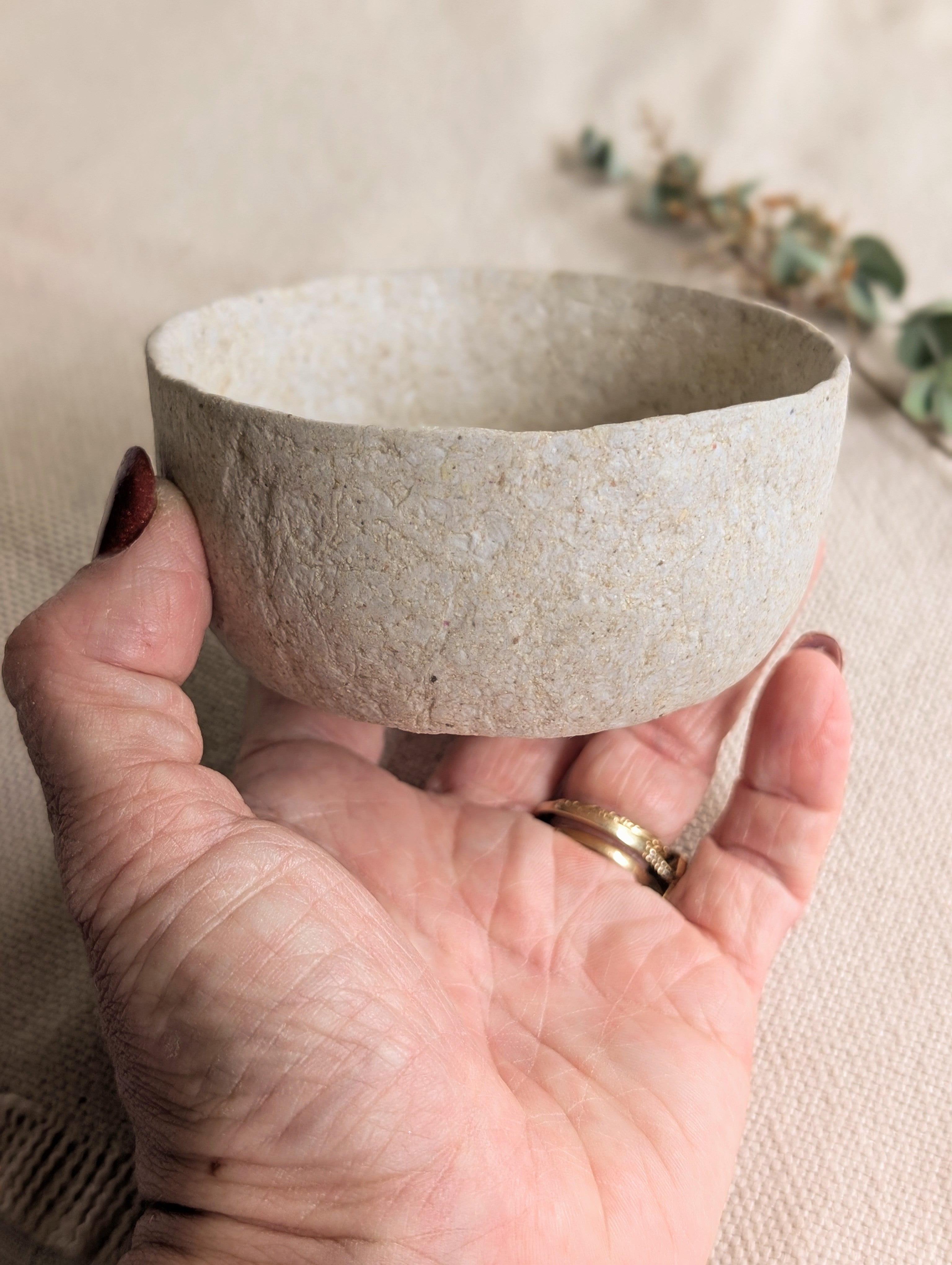 Handmade Paper Clay Eco-Friendly Trinket Bowls – Set of 2