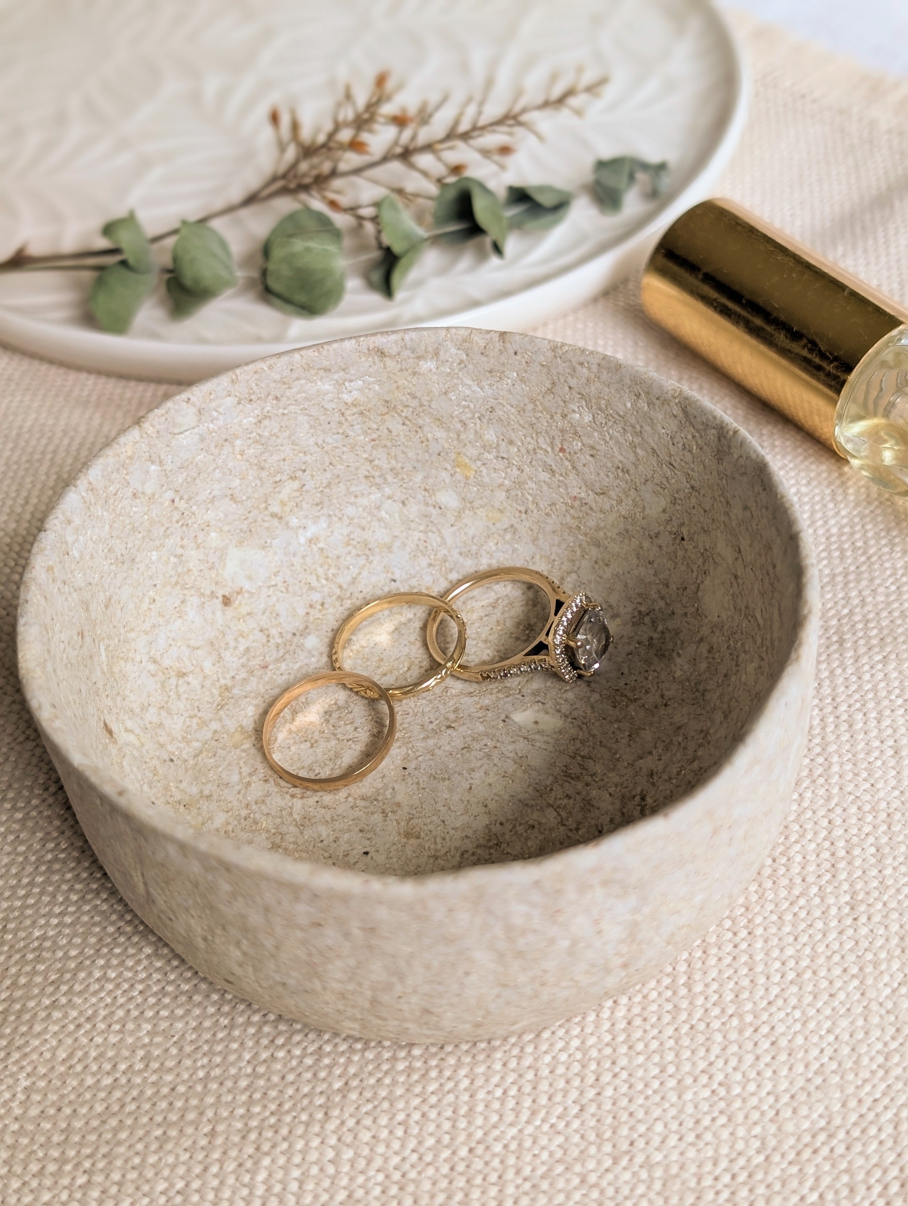 Handmade Paper Clay Eco-Friendly Trinket Bowls – Set of 2