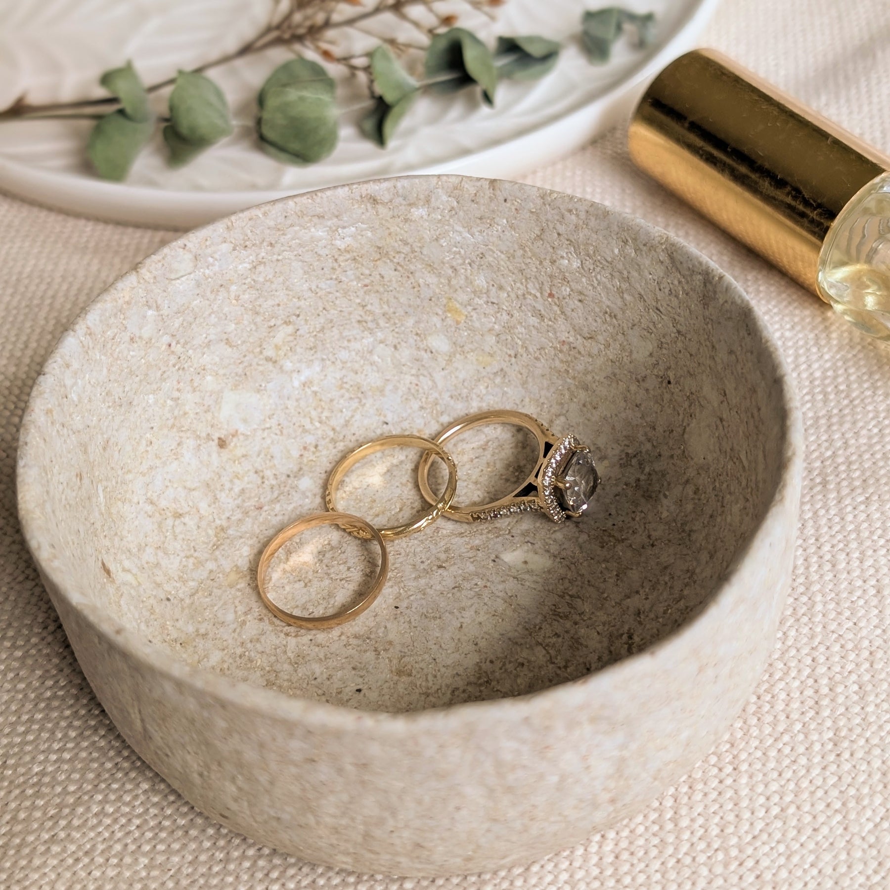 Handmade Paper Clay Eco-Friendly Trinket Bowls – Set of 2
