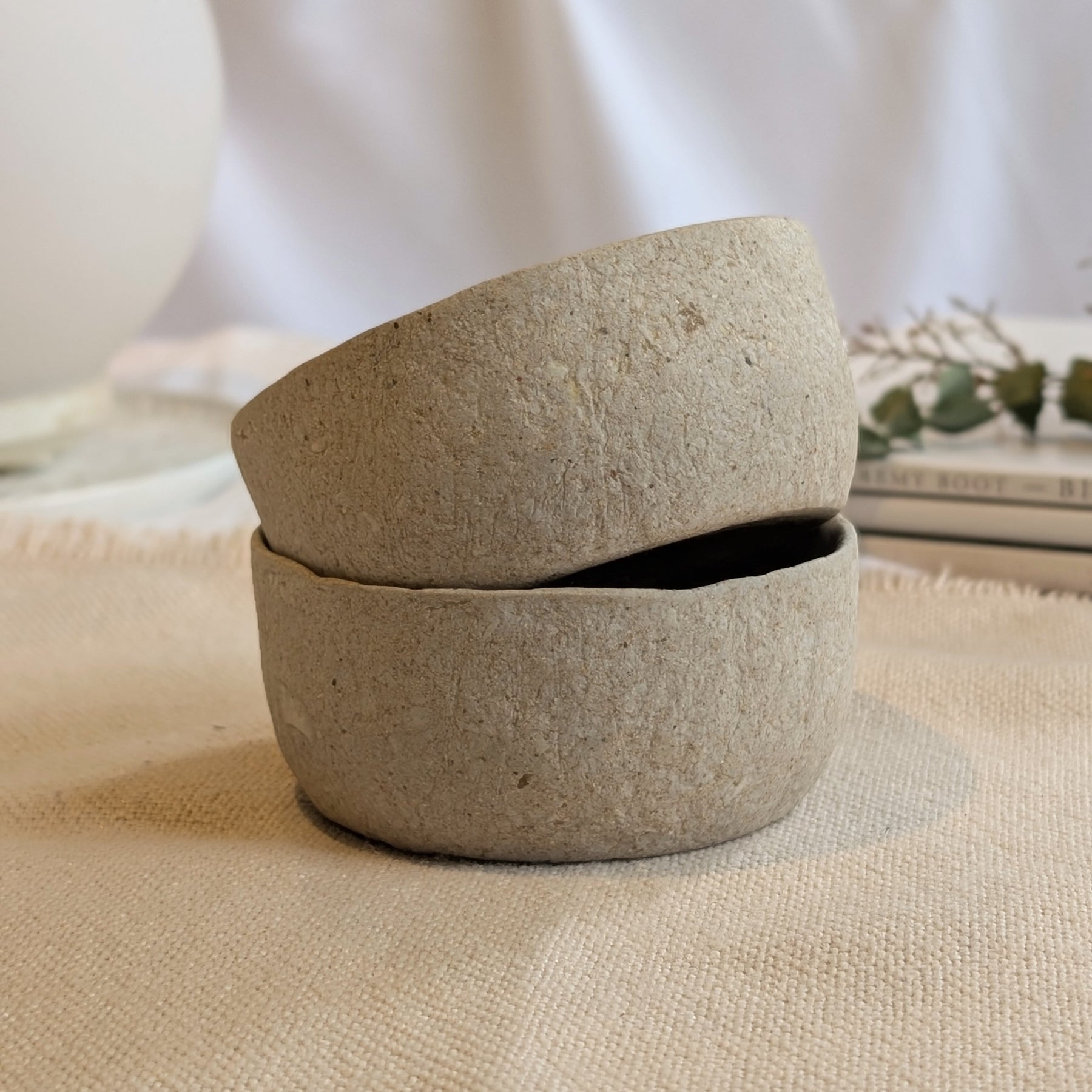 Handmade Paper Clay Eco-Friendly Trinket Bowls – Set of 2