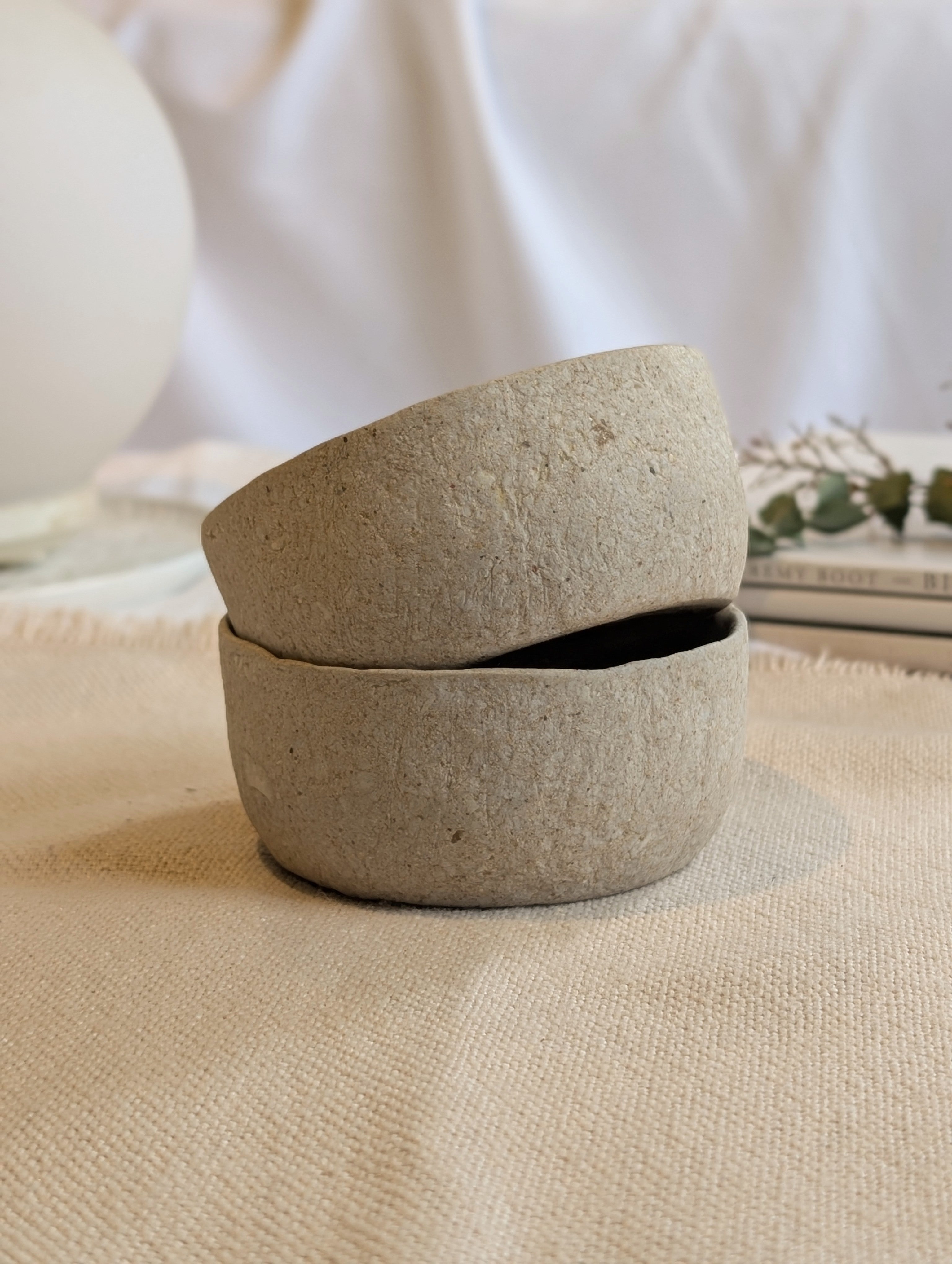 Handmade Paper Clay Eco-Friendly Trinket Bowls – Set of 2