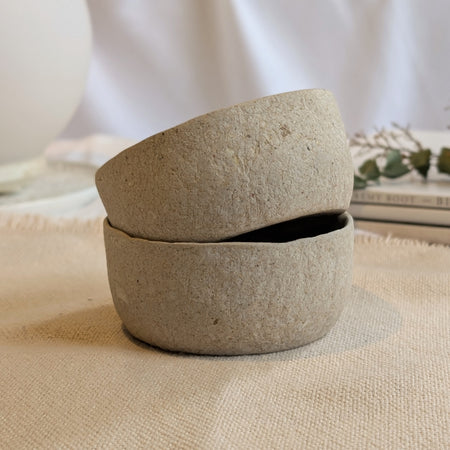 Handmade Paper Clay Eco-Friendly Trinket Bowls – Set of 2 | Sustainable Home Decor