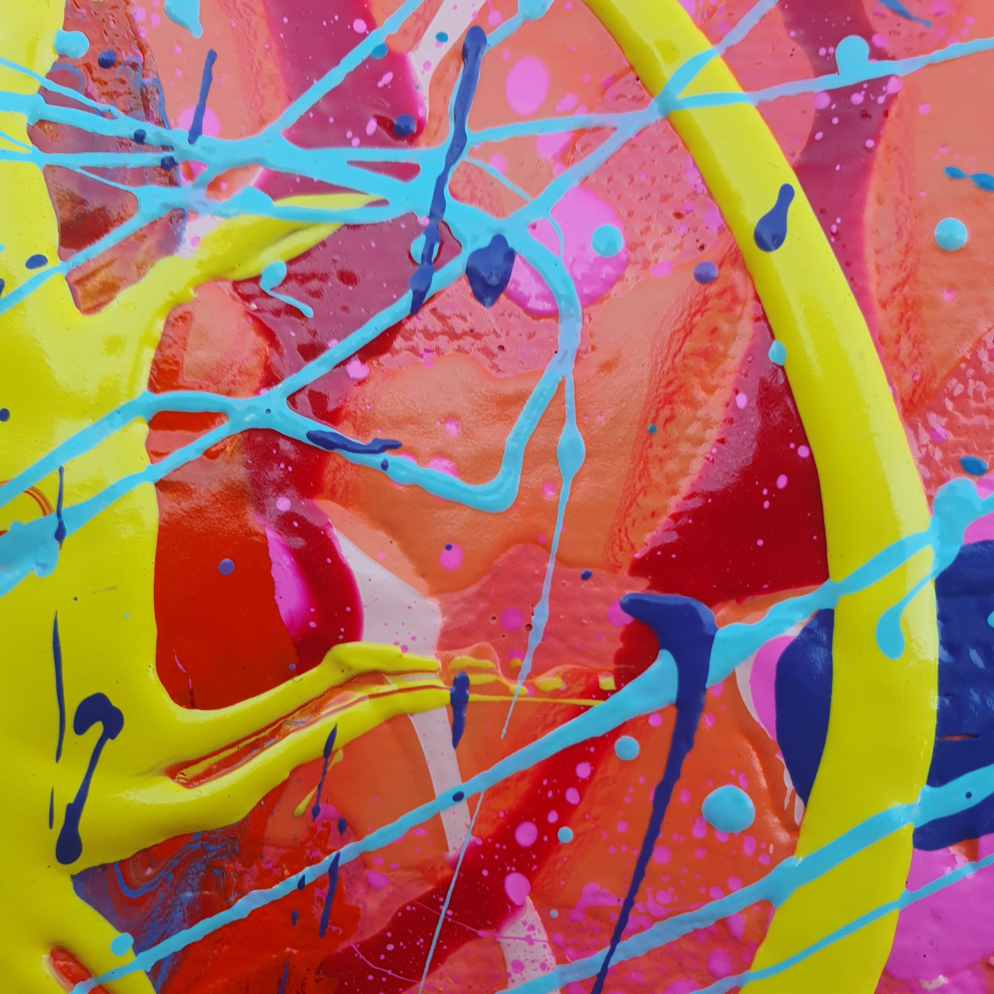 Solar Flare. Original Abstract, Hexagon Acrylic Canvas Painting.