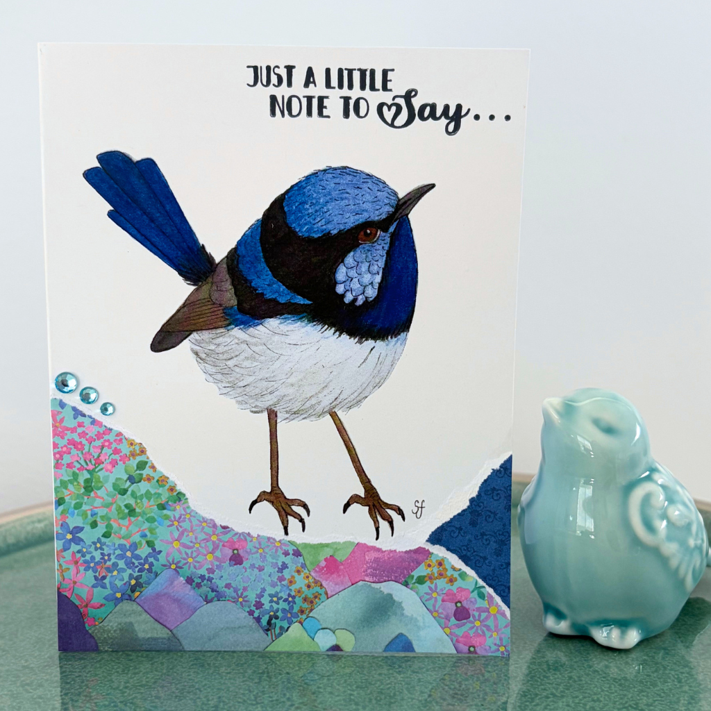 Superb fairy wren "Just a little note" card