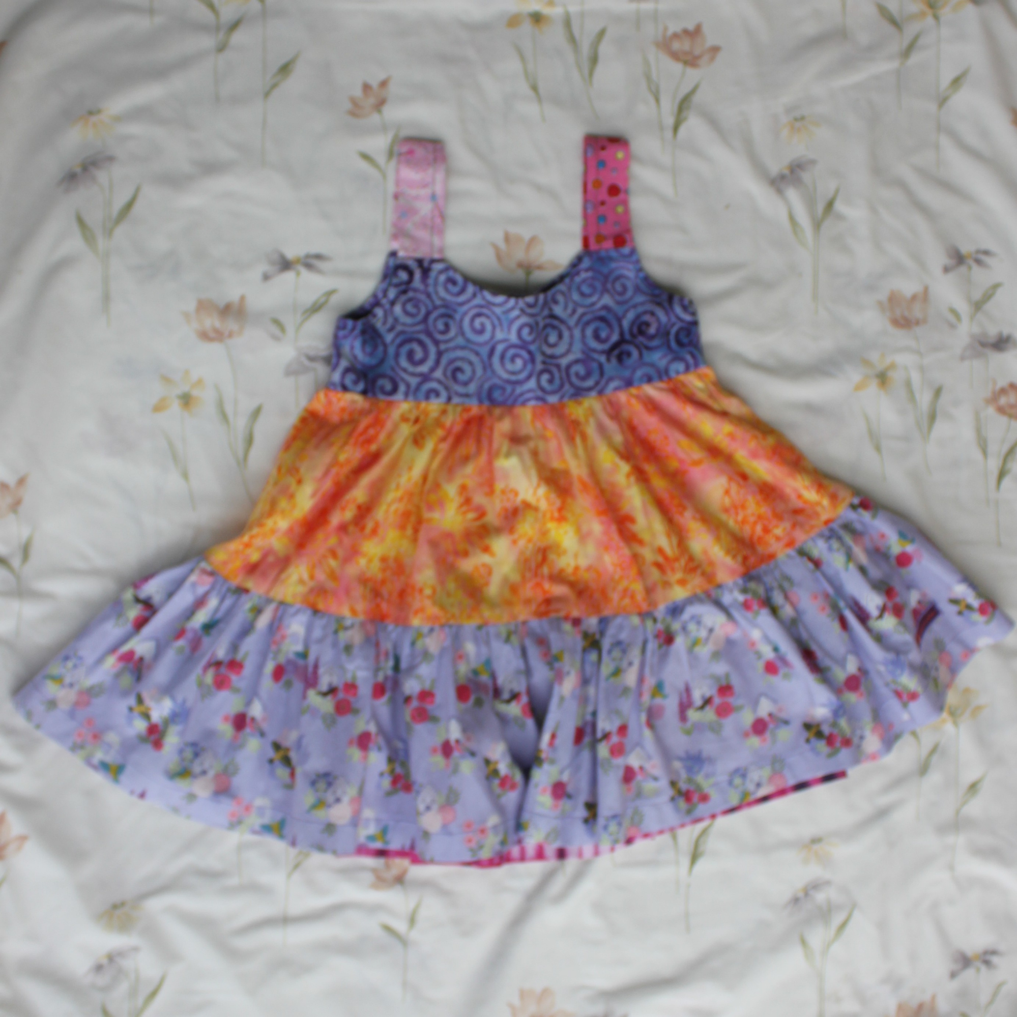 Girls Dress, Size 4, Spirals/Tiedye/Spots/Floral.